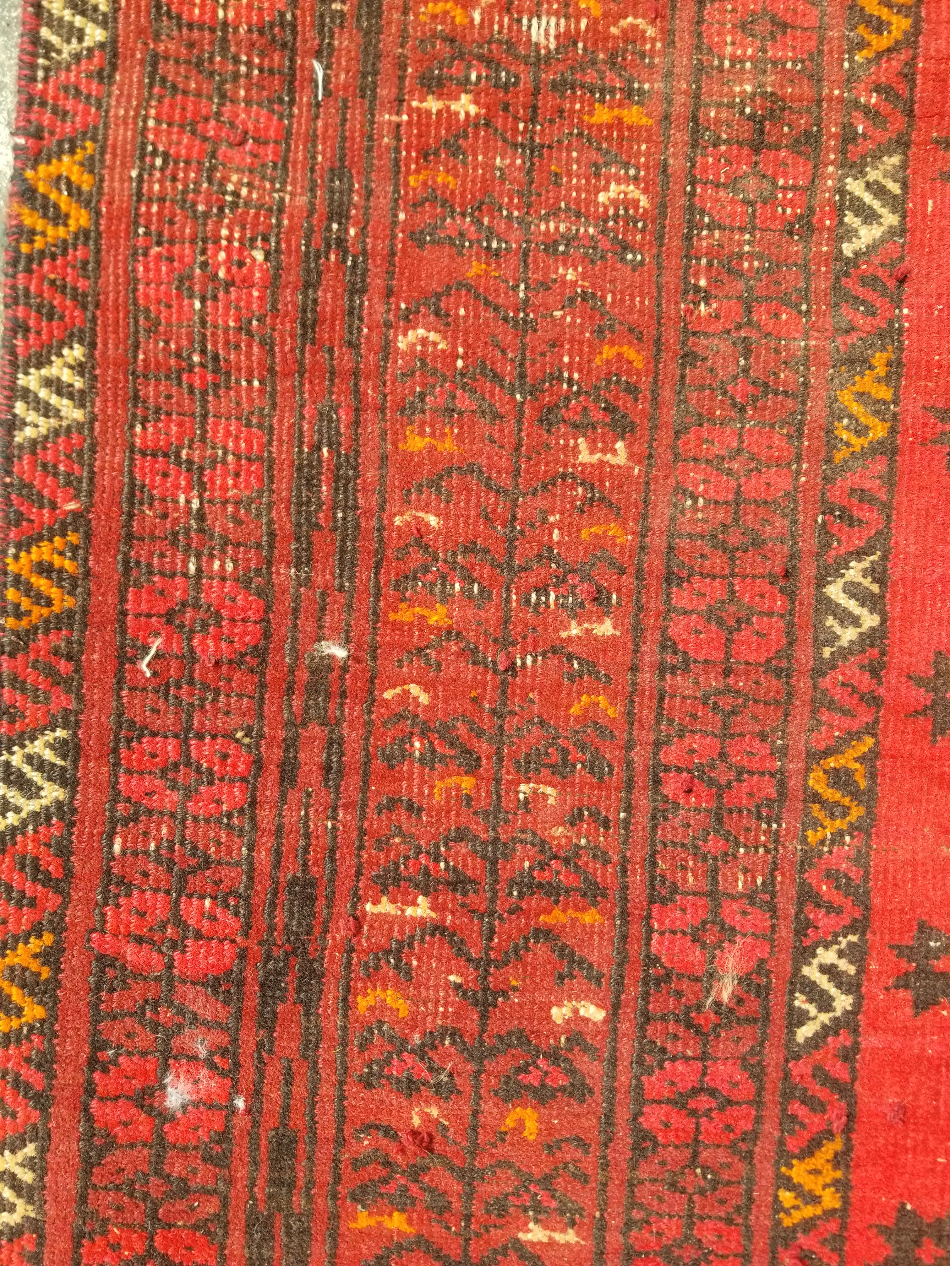 Vintage Traditional Handmade Afghan Turkman Bokhara Design Wool Rug 179x106cm