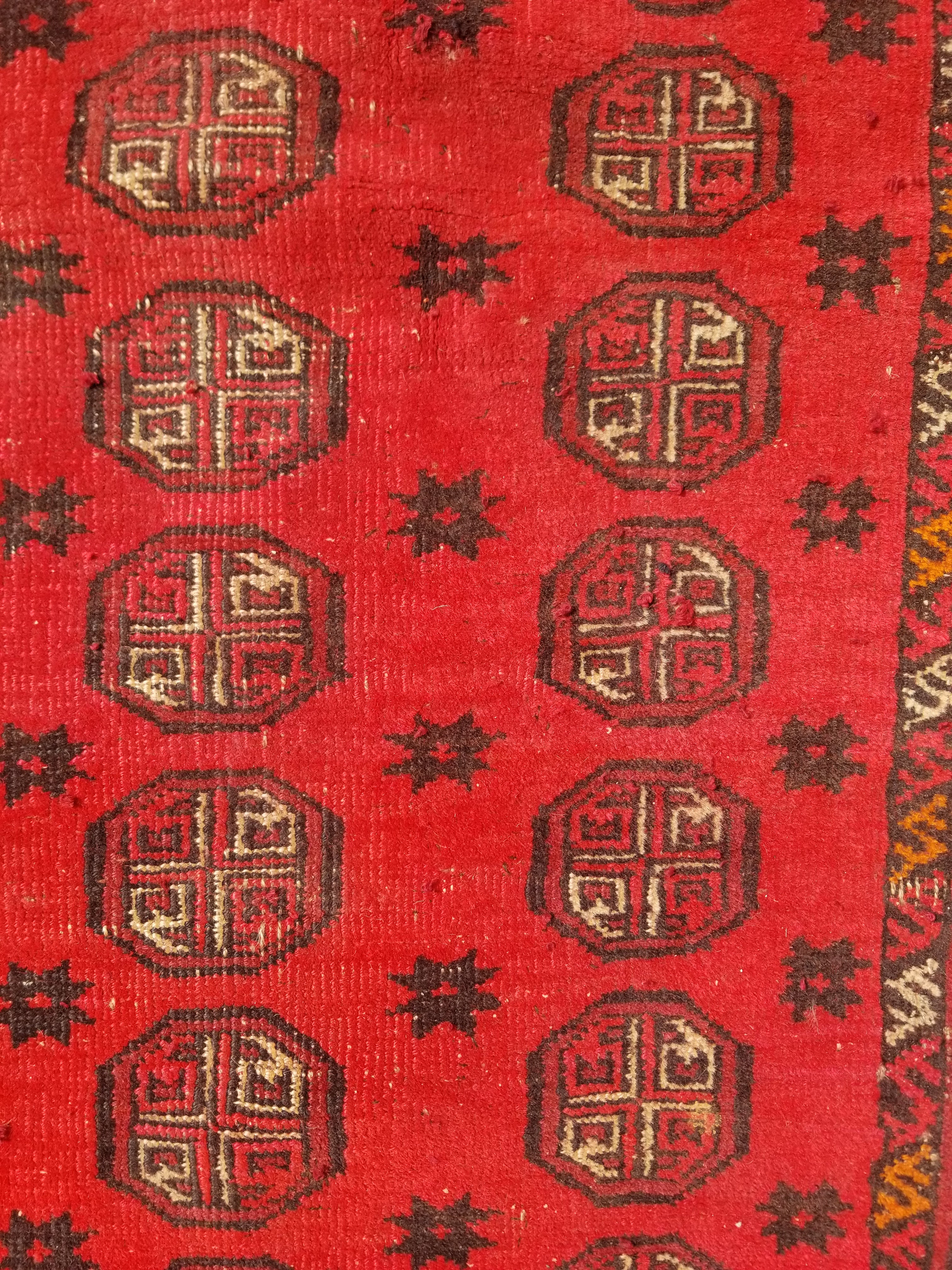 Vintage Traditional Handmade Afghan Turkman Bokhara Design Wool Rug 179x106cm