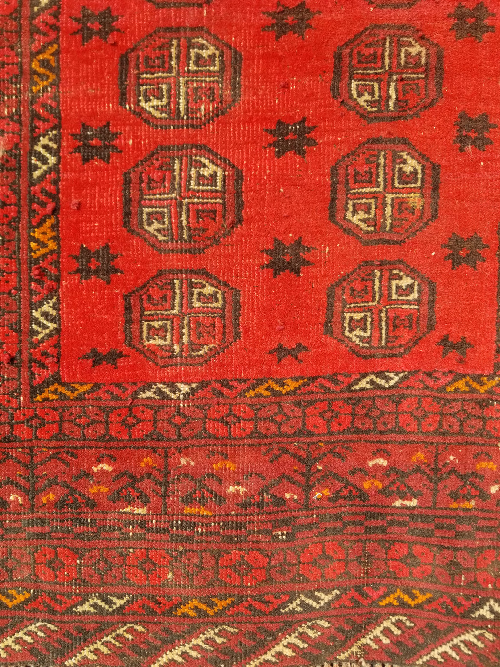Vintage Traditional Handmade Afghan Turkman Bokhara Design Wool Rug 179x106cm