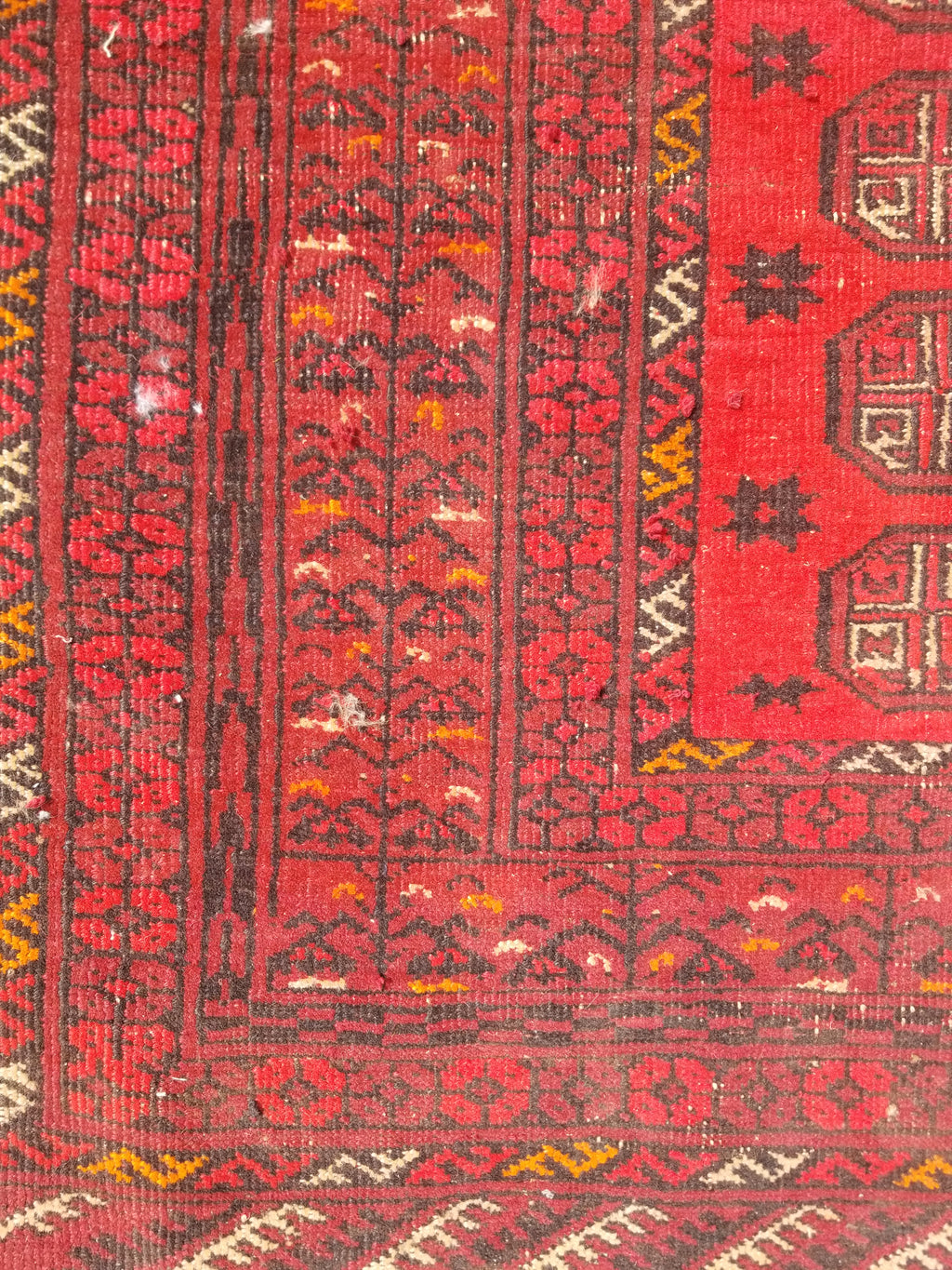 Vintage Traditional Handmade Afghan Turkman Bokhara Design Wool Rug 179x106cm