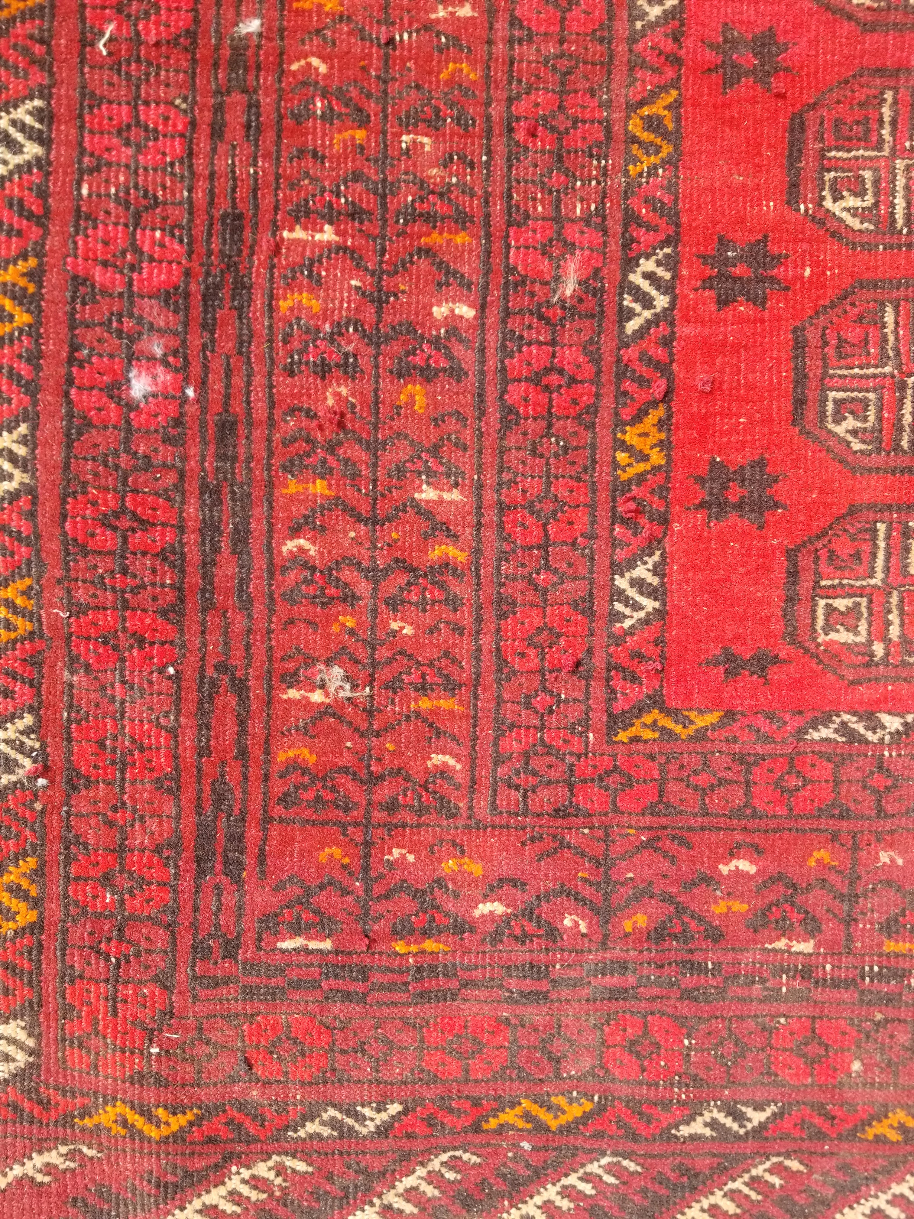 Vintage Traditional Handmade Afghan Turkman Bokhara Design Wool Rug 179x106cm