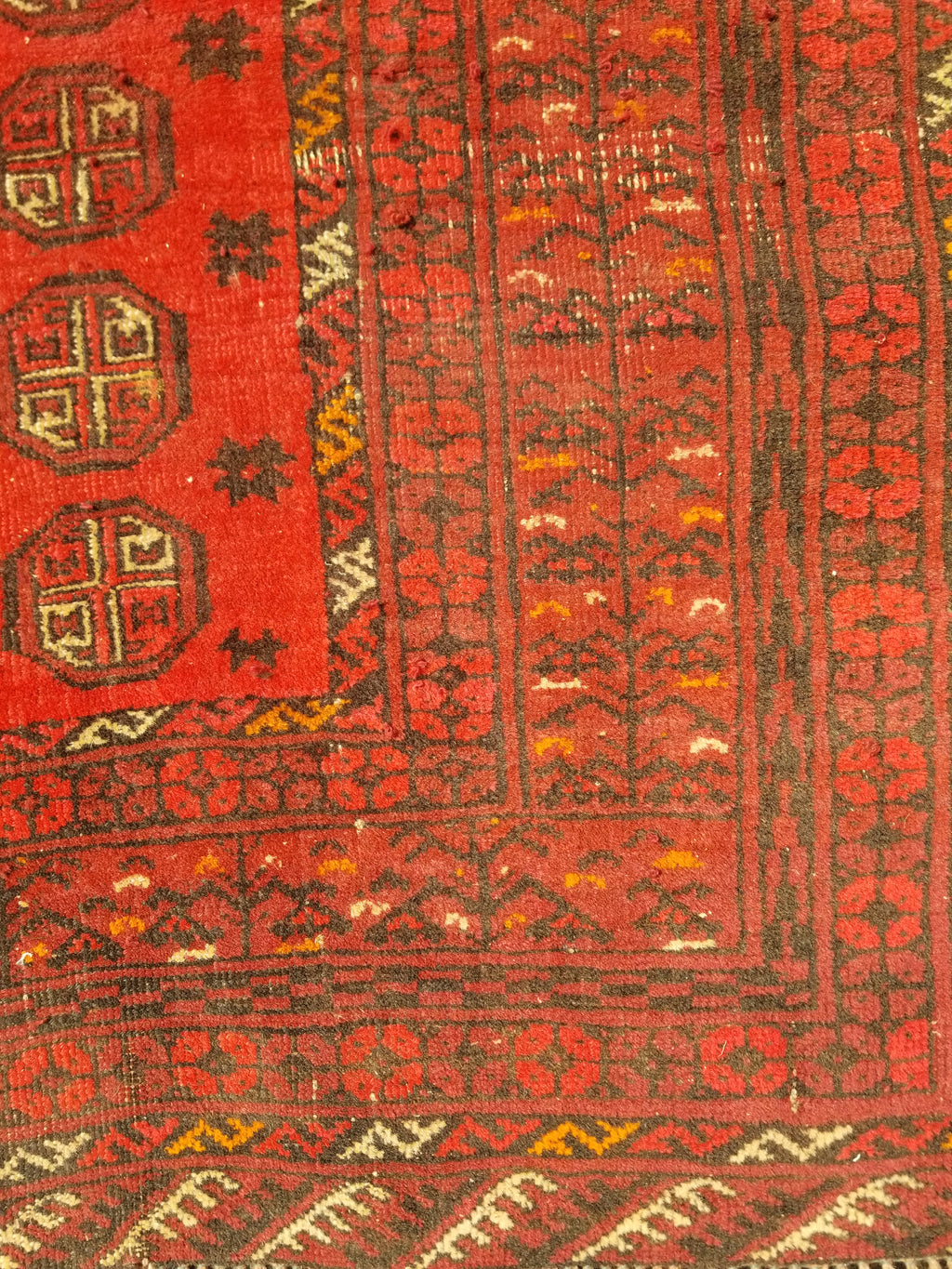 Vintage Traditional Handmade Afghan Turkman Bokhara Design Wool Rug 179x106cm