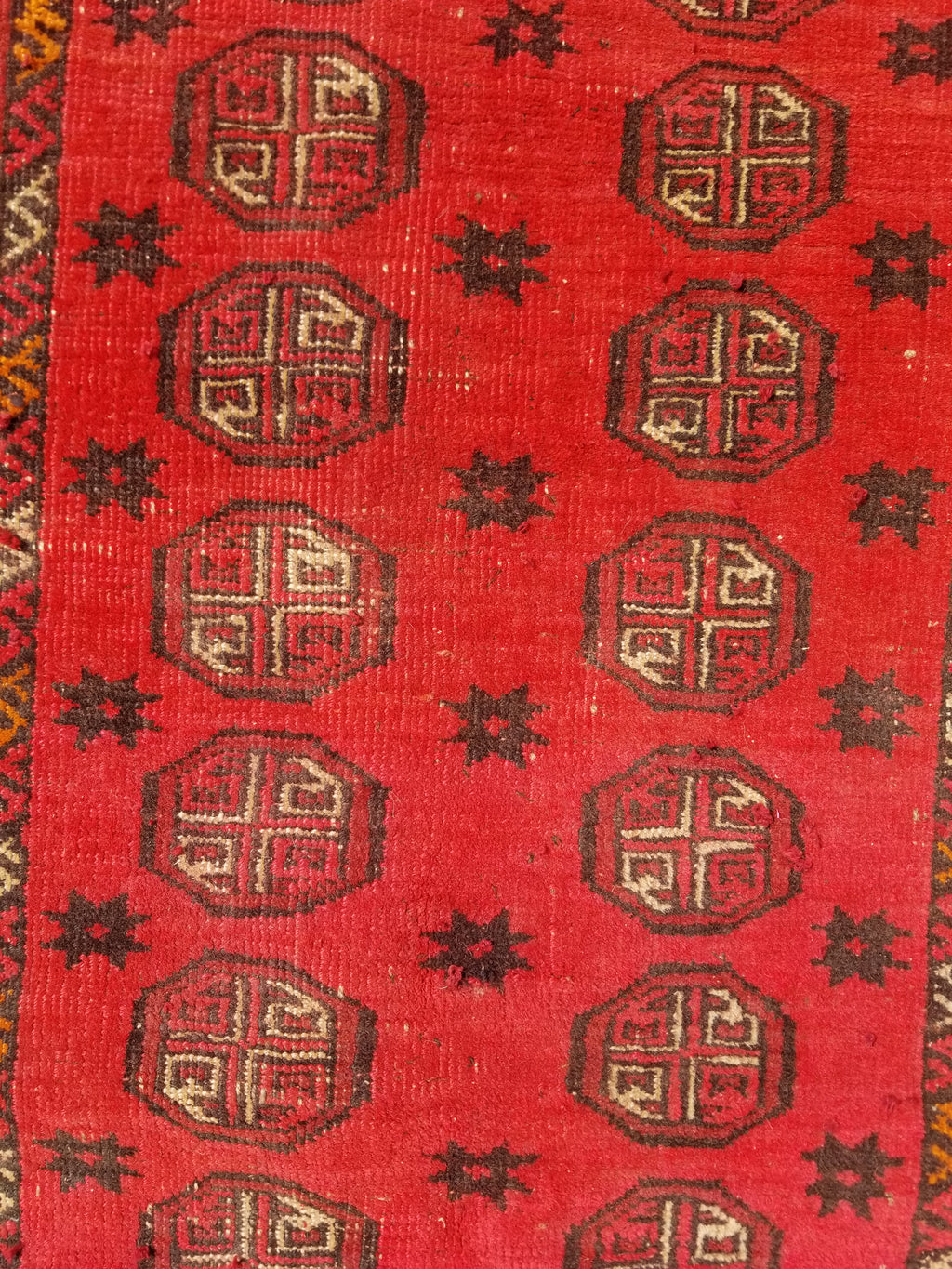 Vintage Traditional Handmade Afghan Turkman Bokhara Design Wool Rug 179x106cm