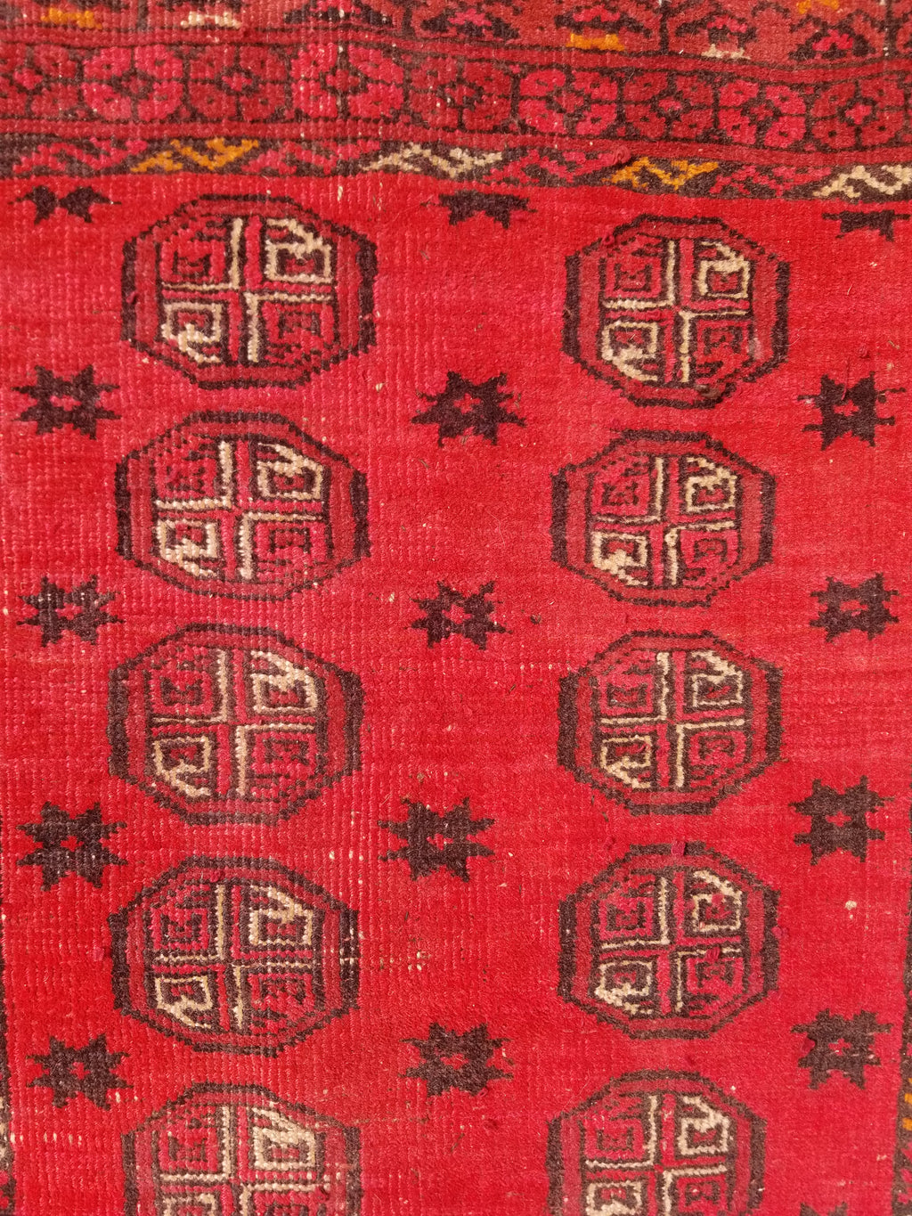 Vintage Traditional Handmade Afghan Turkman Bokhara Design Wool Rug 179x106cm