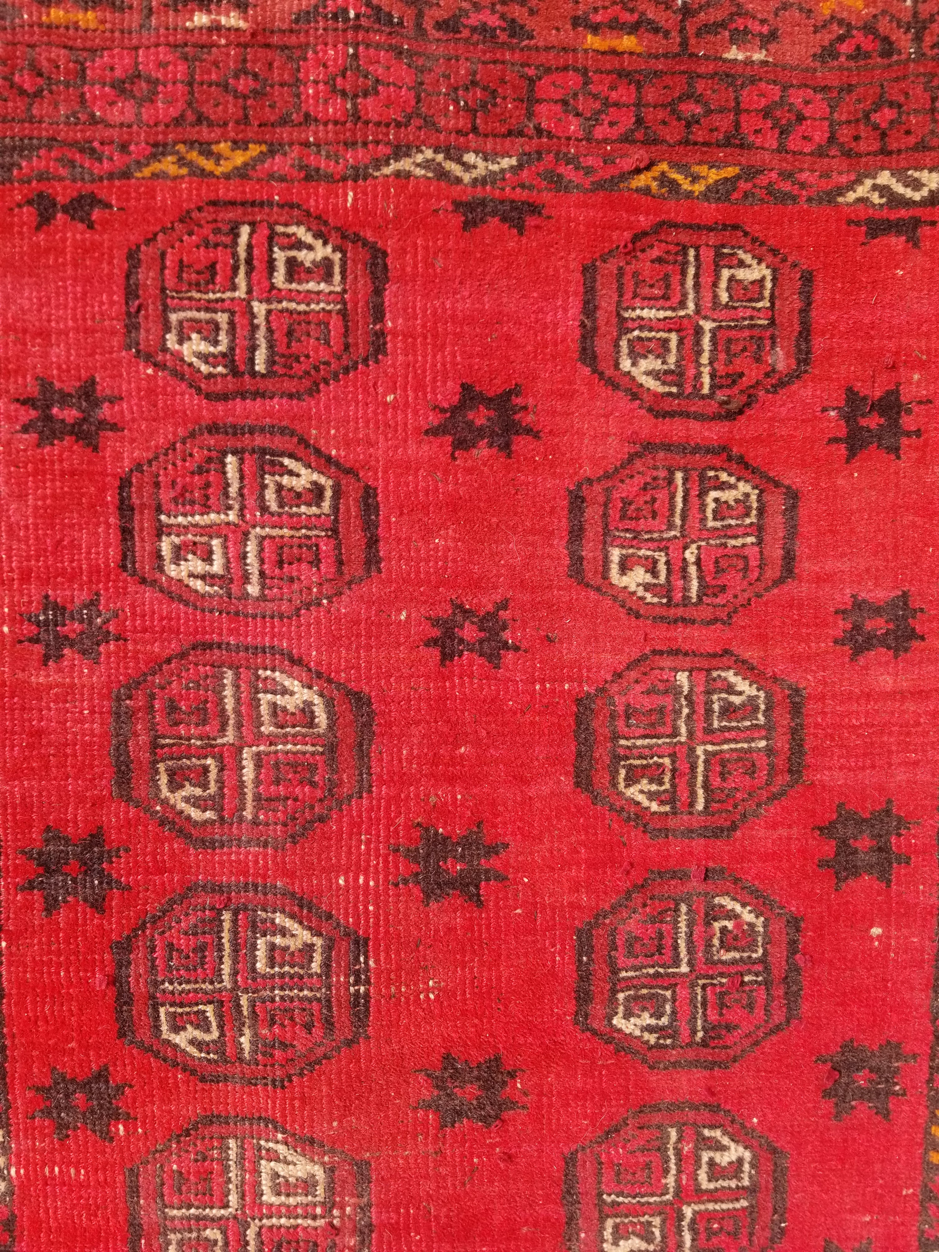 Vintage Traditional Handmade Afghan Turkman Bokhara Design Wool Rug 179x106cm