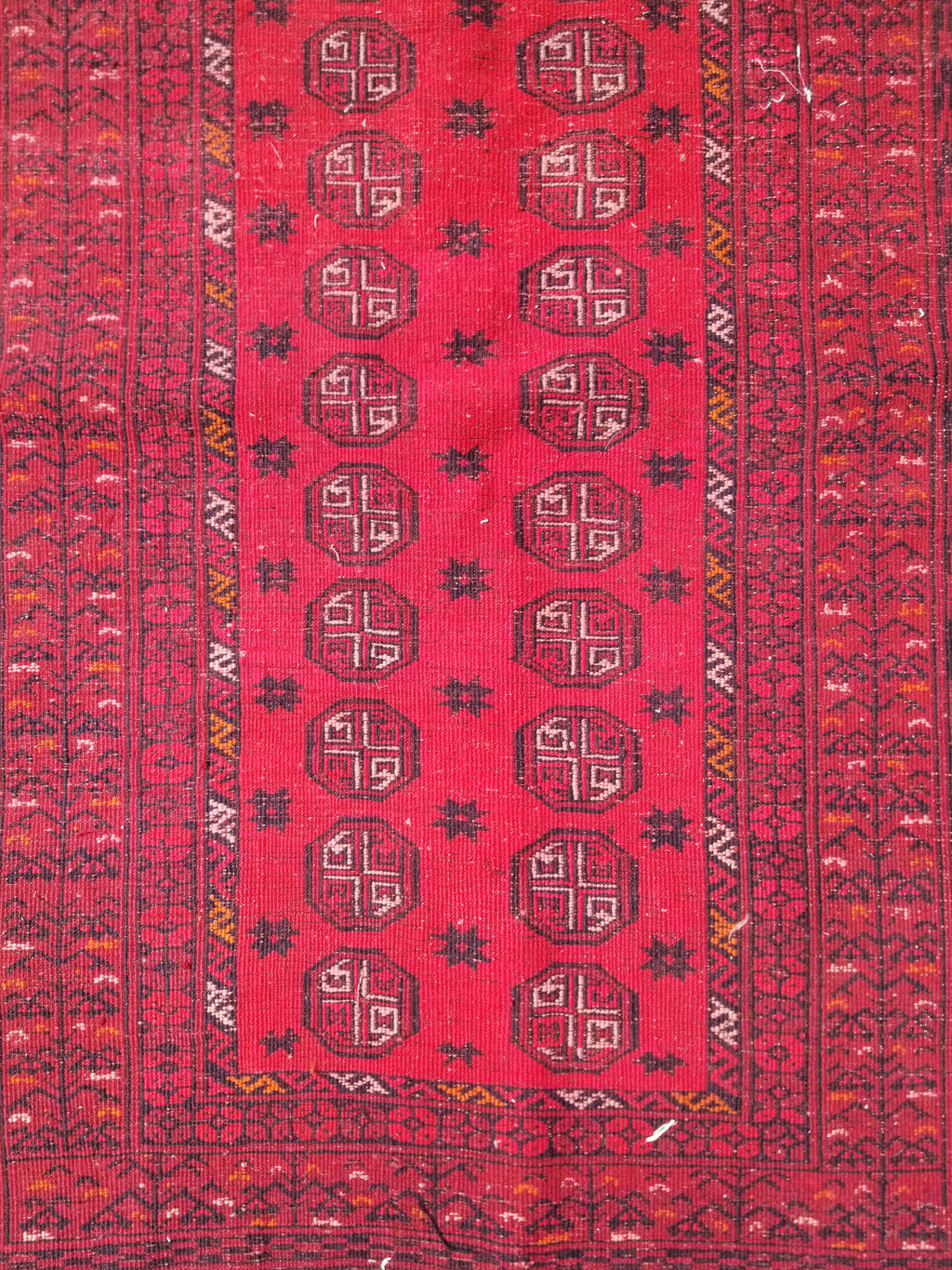 Vintage Traditional Handmade Afghan Turkman Bokhara Design Wool Rug 179x106cm