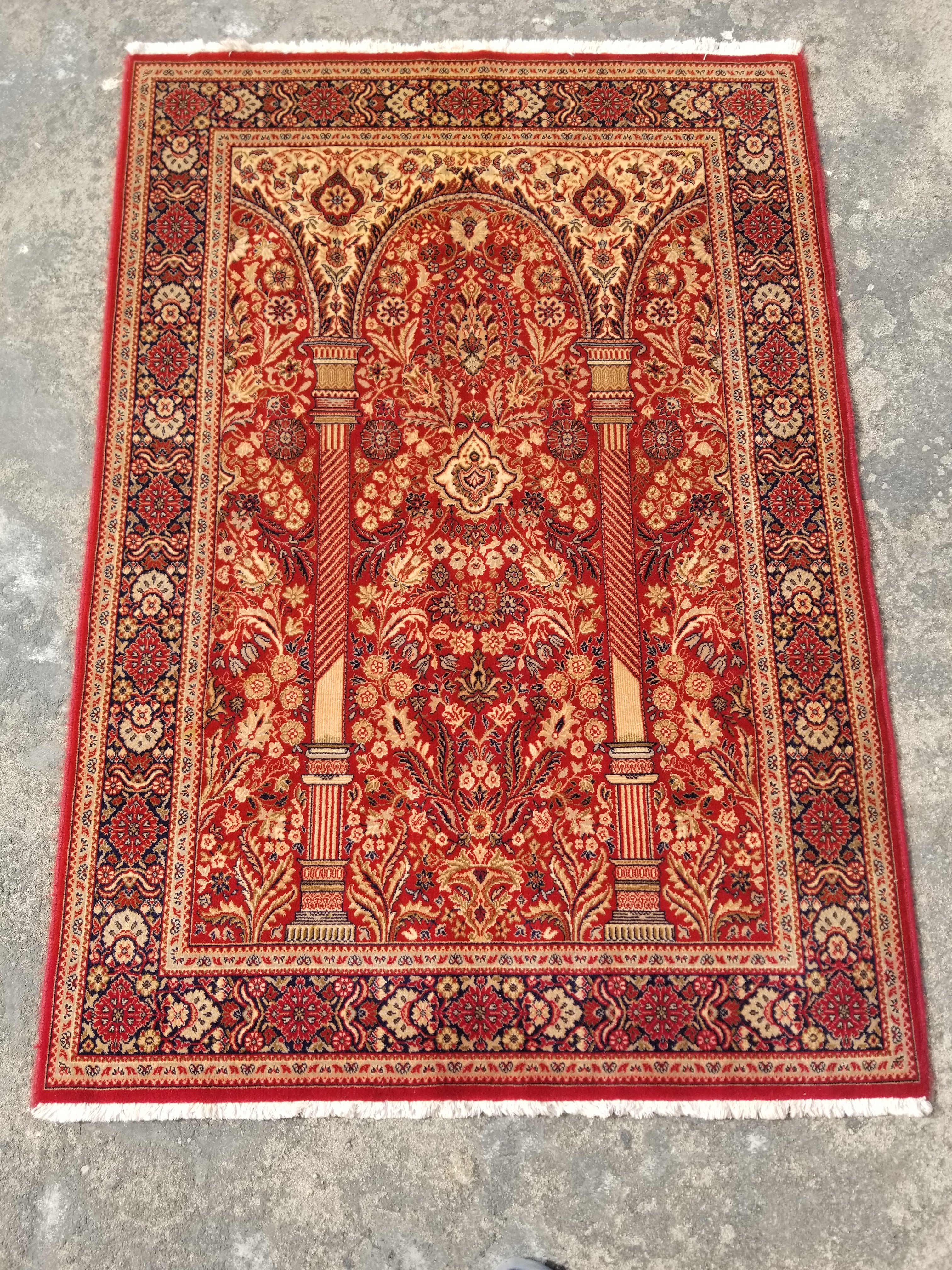 Vintage Traditional Handmade Kashmiri Wool Multicolor Paryer Rug 158x113cm