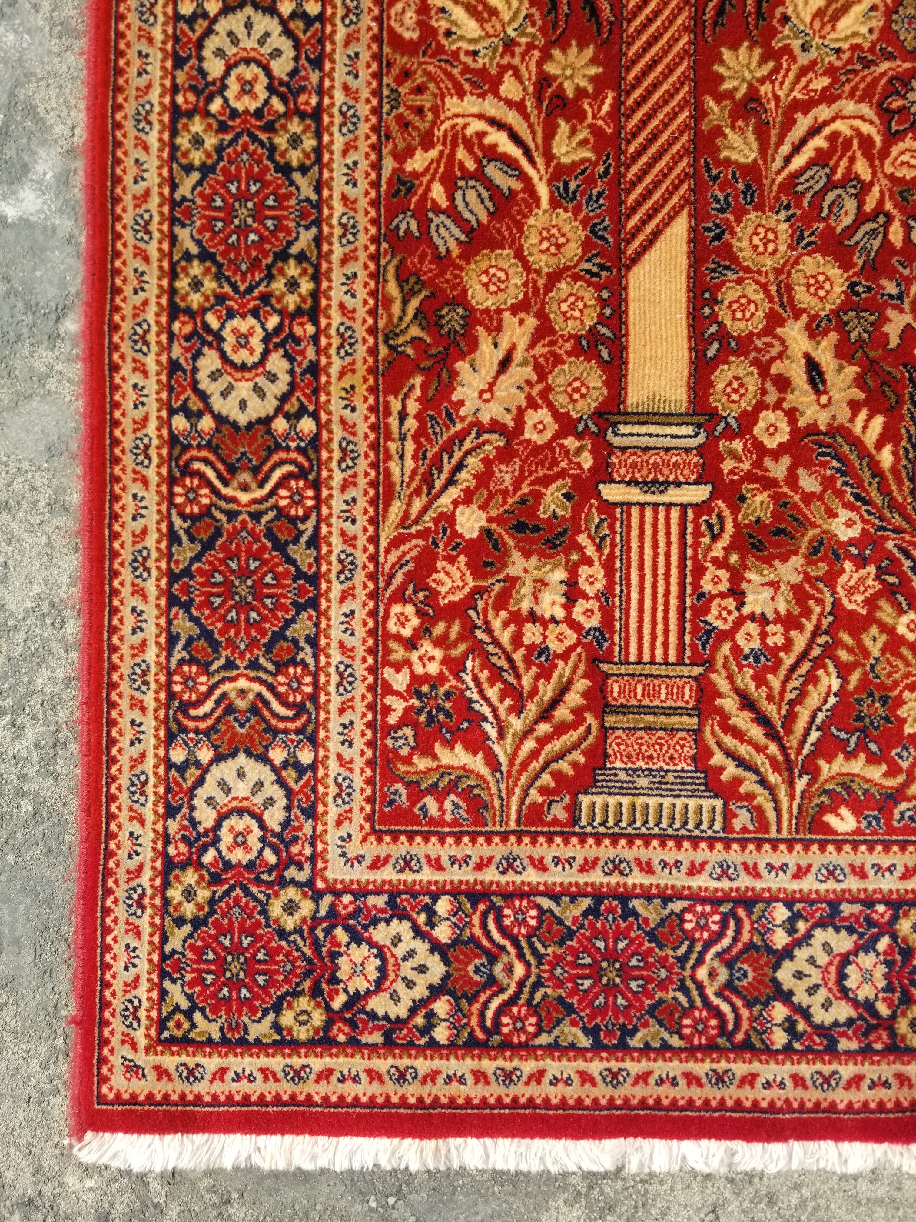 Vintage Traditional Handmade Kashmiri Wool Multicolor Paryer Rug 158x113cm
