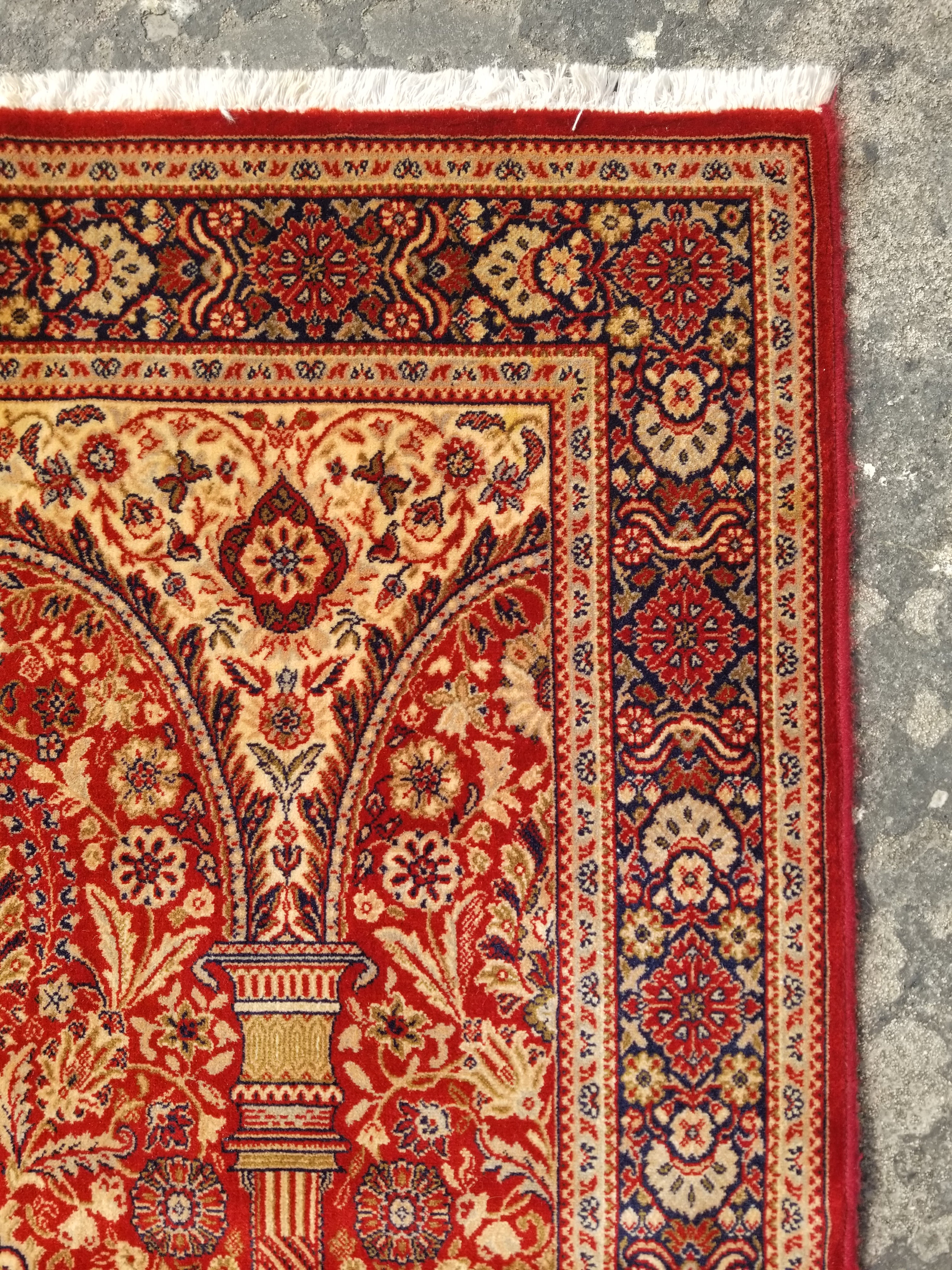 Vintage Traditional Handmade Kashmiri Wool Multicolor Paryer Rug 158x113cm