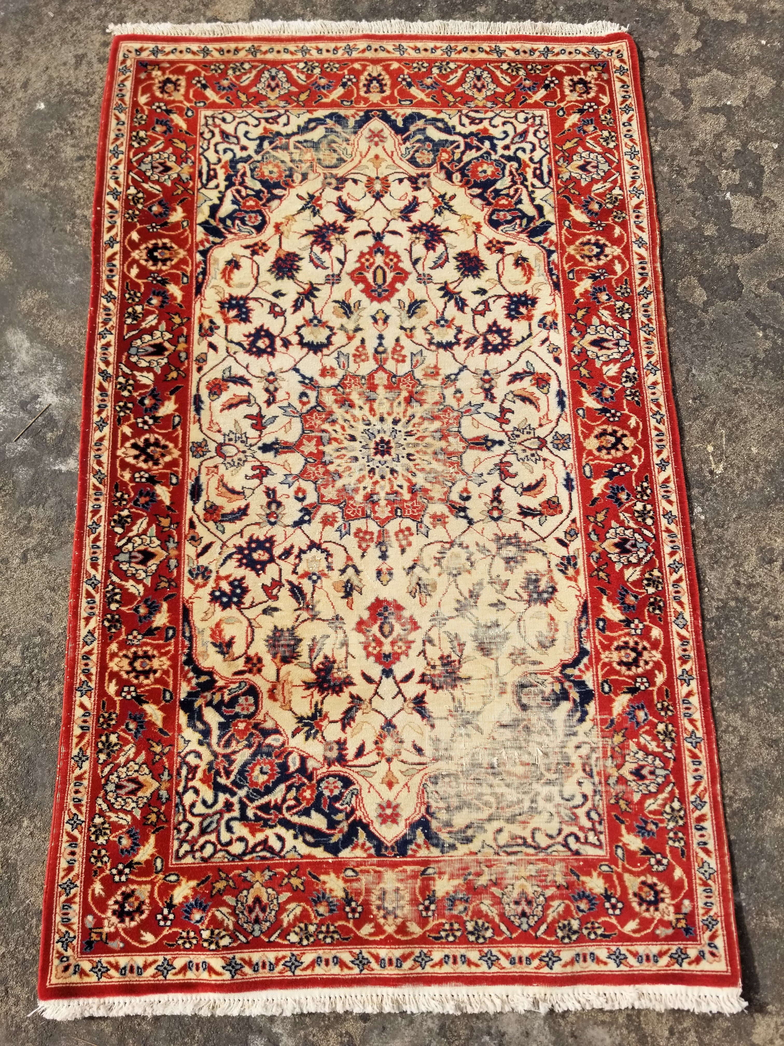 Distressed Vintage Traditional Handmade Oriental Wool Multicolor Rug 152x91cm