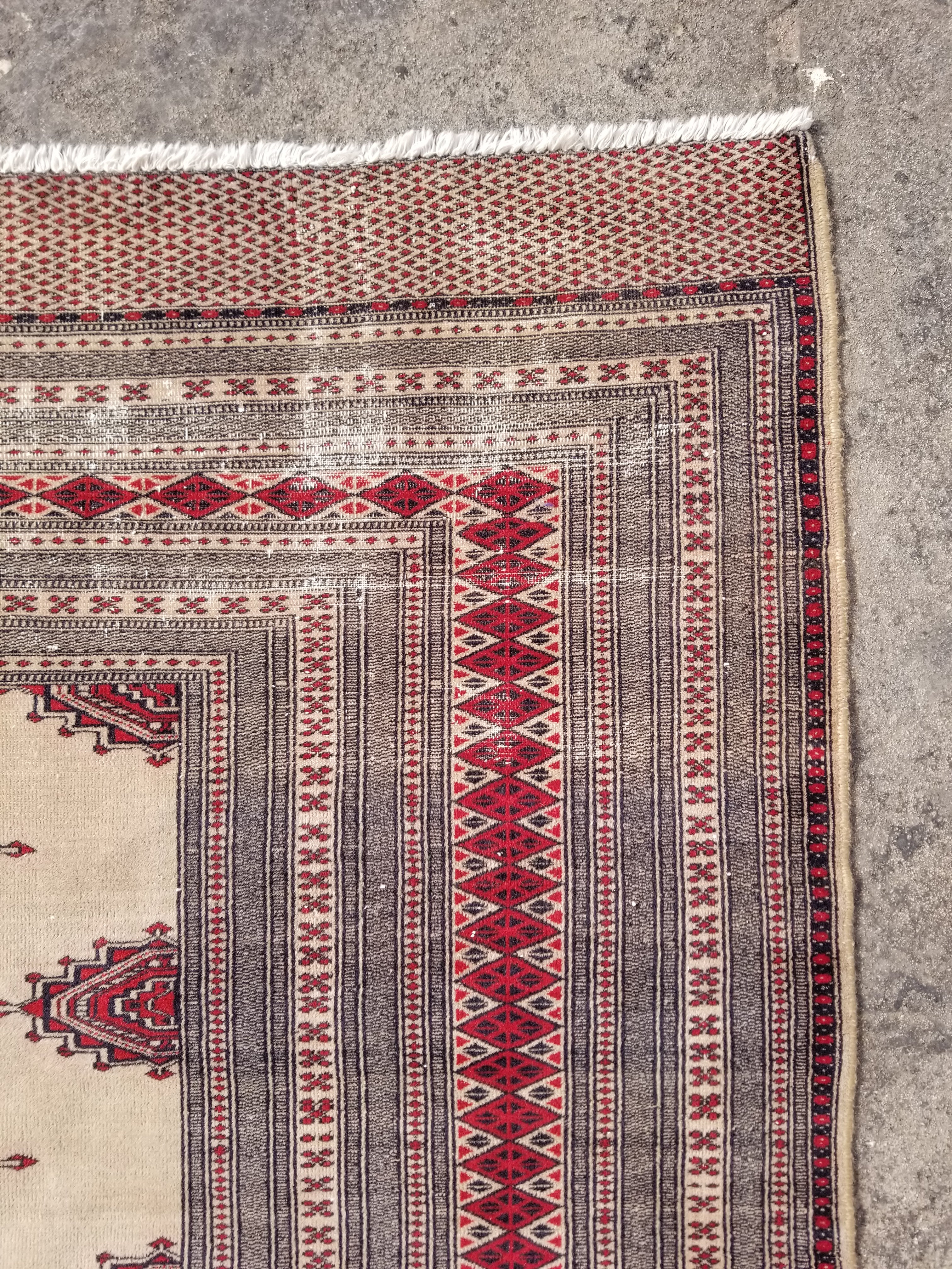 Vintage Traditional Handmade Pakistani Bukhari Wool Multicolor Carpet 268x210cm