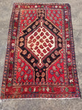 Distressed Vintage Traditional Handmade Qashqai Style Wool Rug 192x122cm