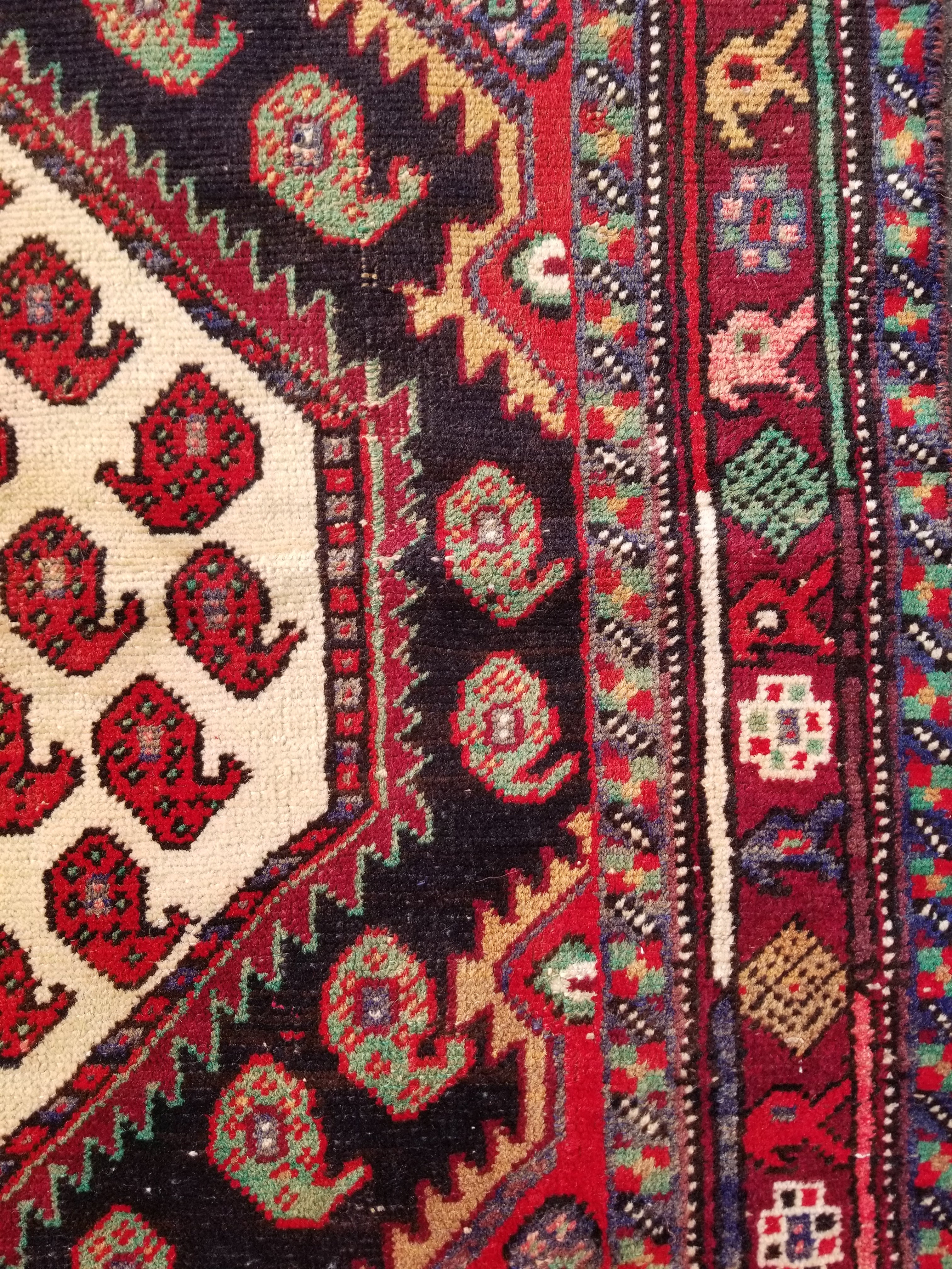 Distressed Vintage Traditional Handmade Qashqai Style Wool Rug 192x122cm