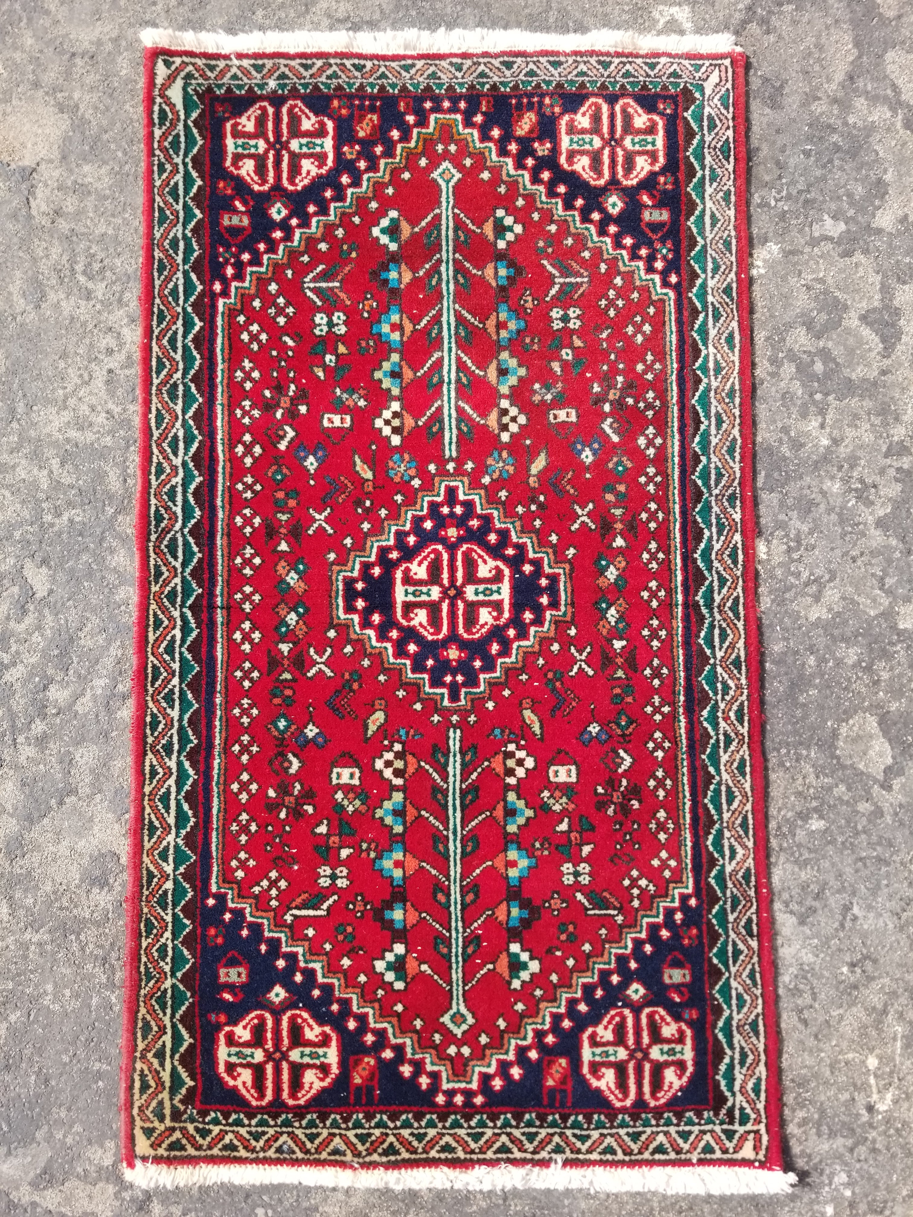 Vintage Traditional Handmade Abadeh Pattern Wool Multicolor Rug 99x54cm
