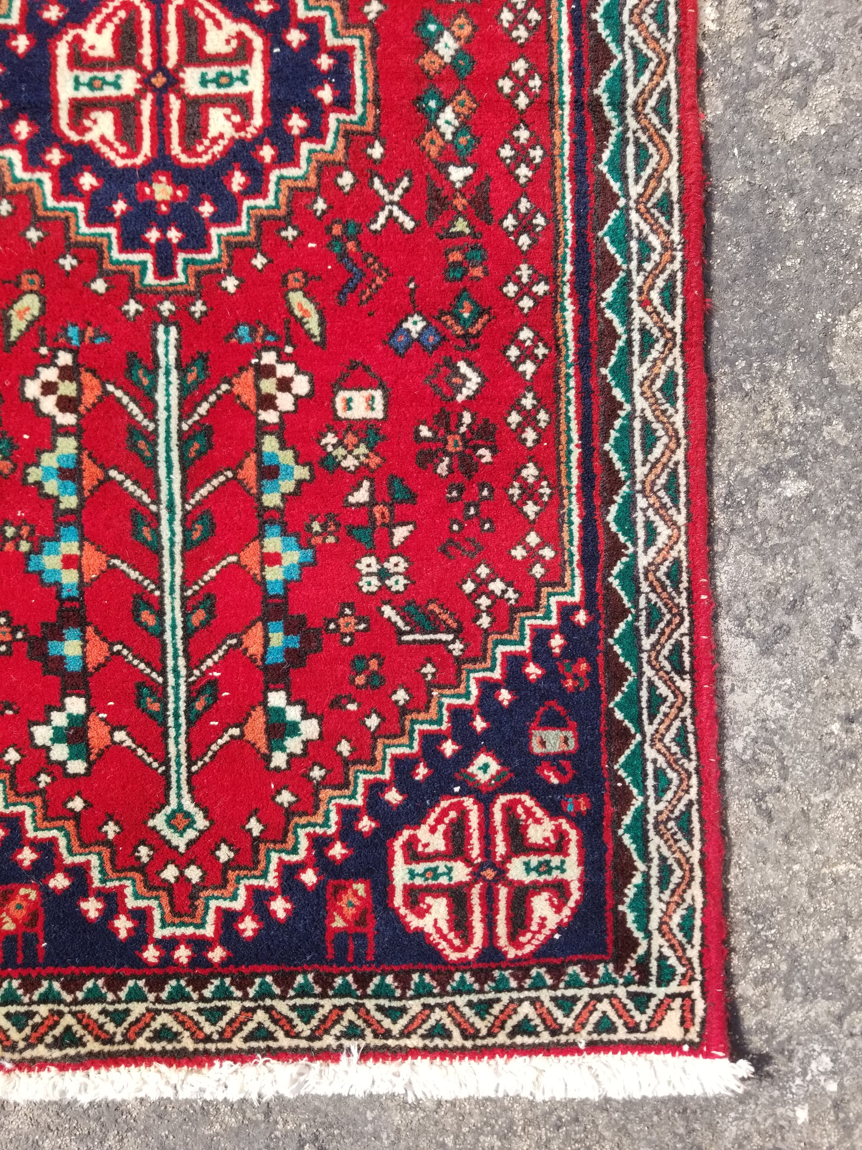 Vintage Traditional Handmade Abadeh Pattern Wool Multicolor Rug 99x54cm