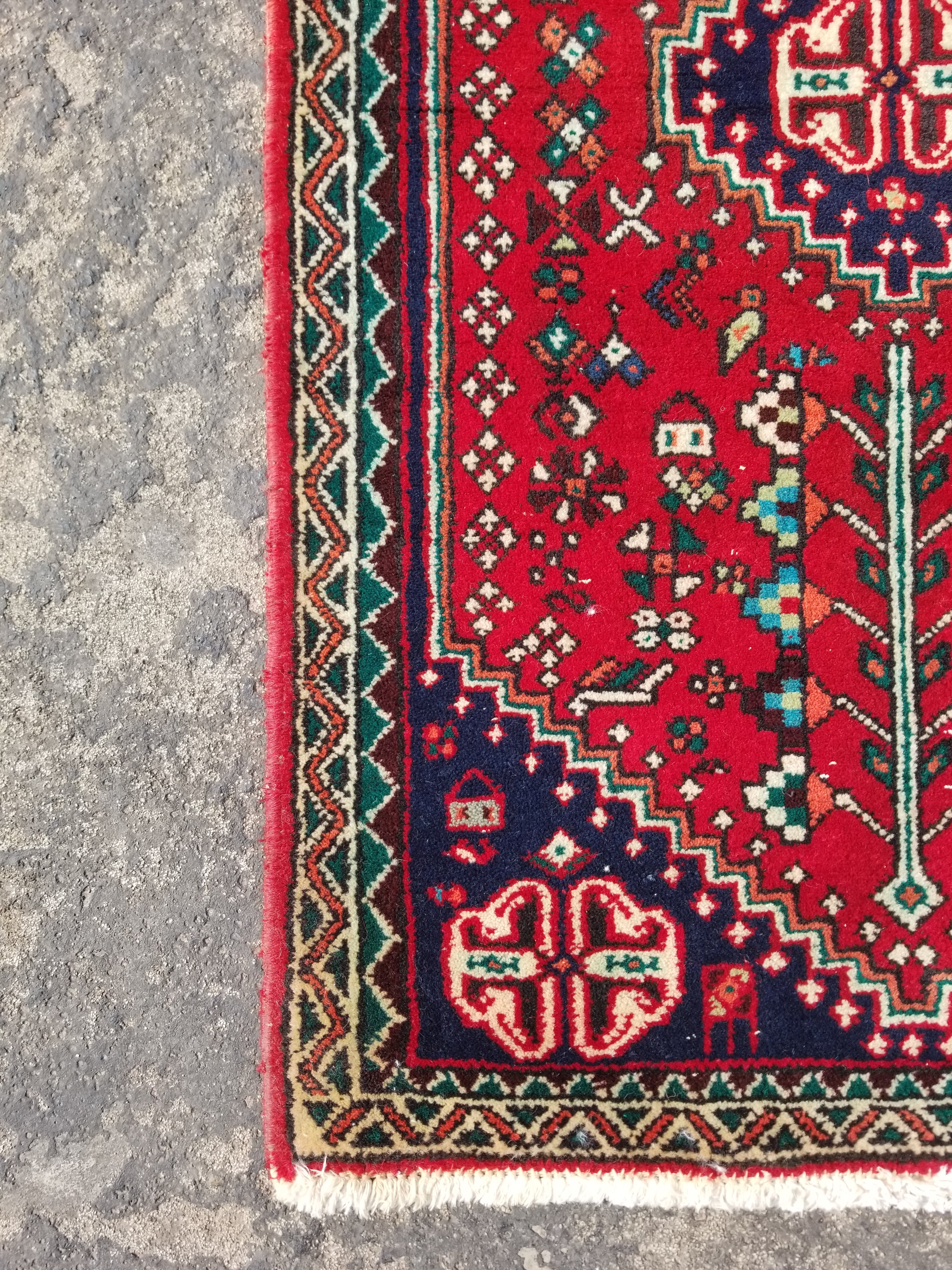 Vintage Traditional Handmade Abadeh Pattern Wool Multicolor Rug 99x54cm