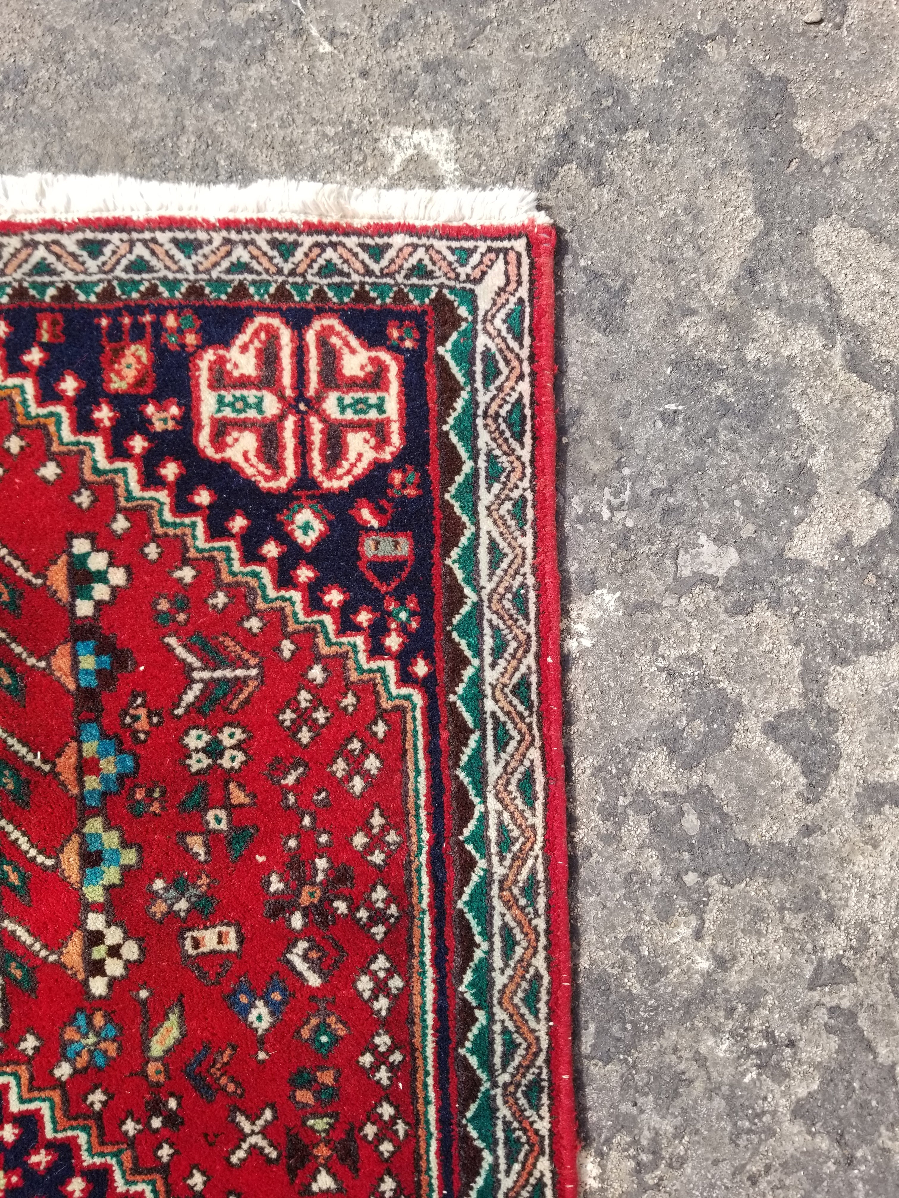 Vintage Traditional Handmade Abadeh Pattern Wool Multicolor Rug 99x54cm