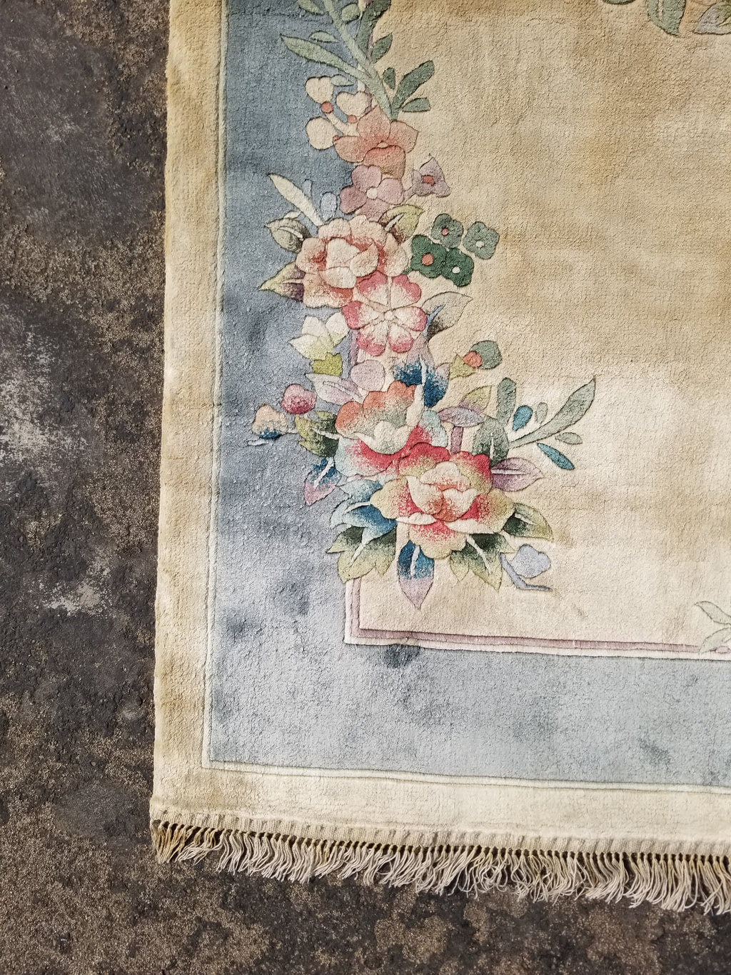 Vintage Chinese Hand Knotted Floral Silk Runner Rug 137x67cm