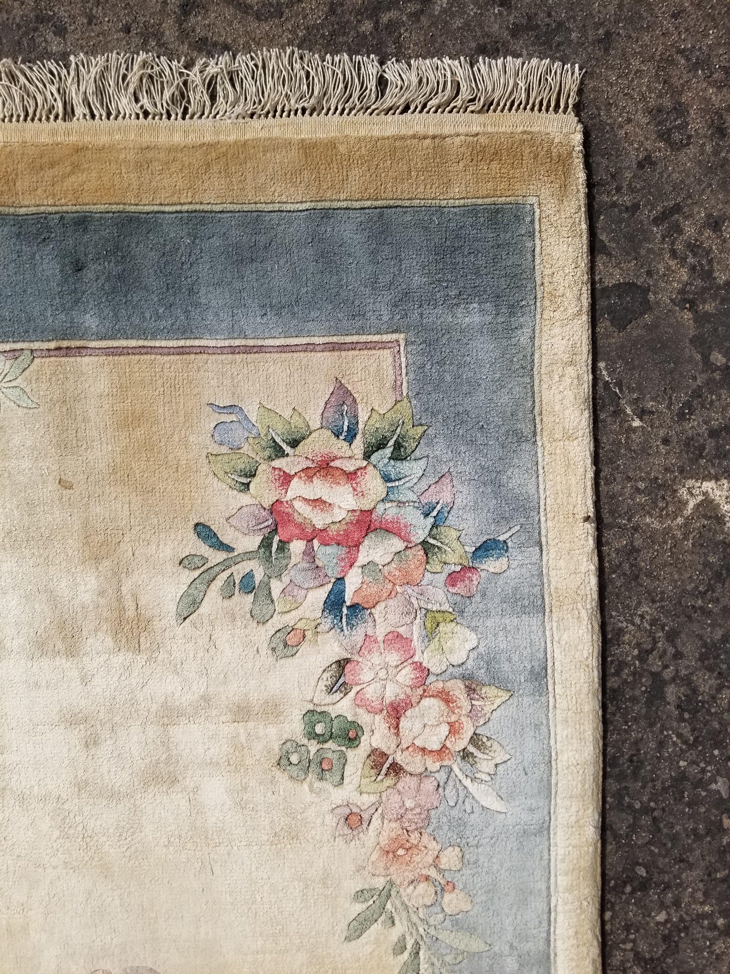 Vintage Chinese Hand Knotted Floral Silk Runner Rug 137x67cm