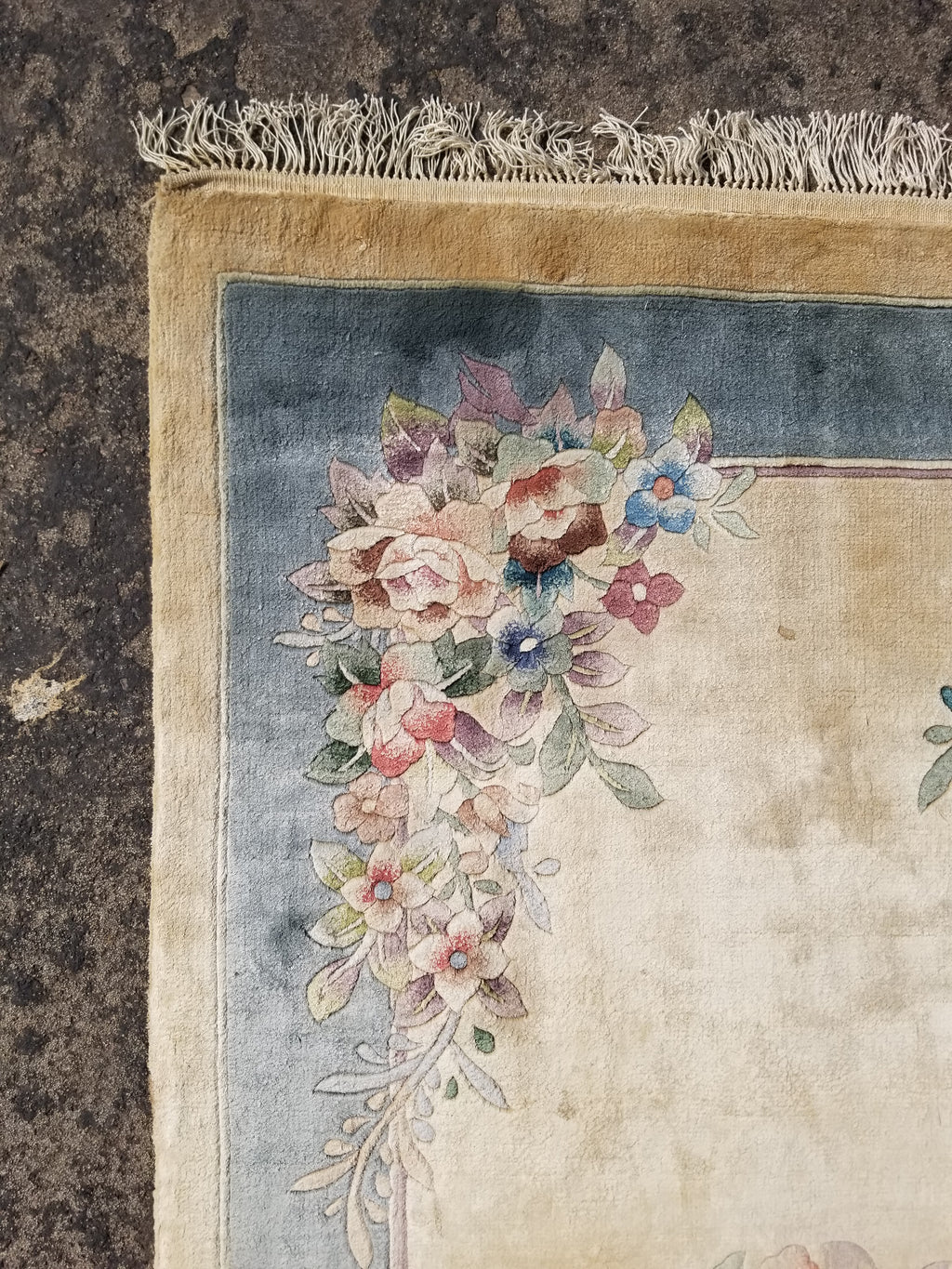 Vintage Chinese Hand Knotted Floral Silk Runner Rug 137x67cm