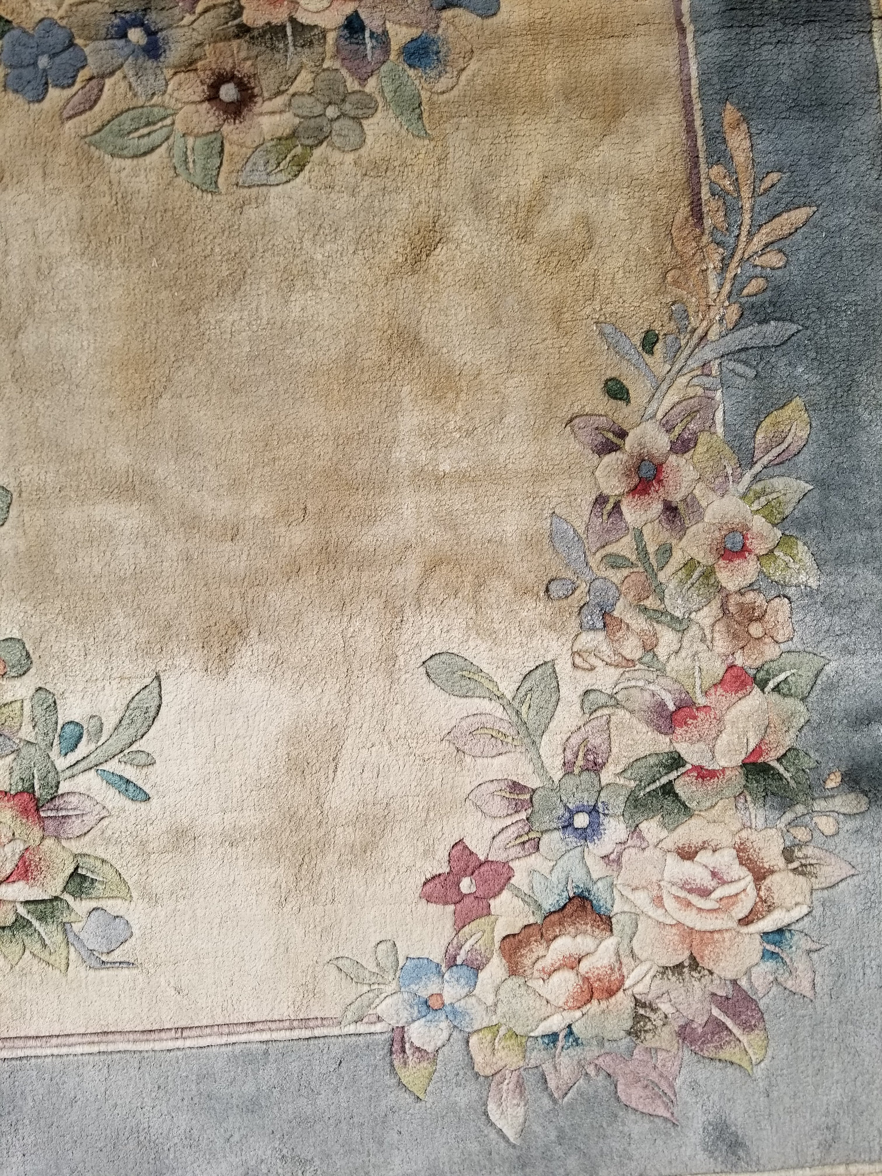 Vintage Chinese Hand Knotted Floral Silk Runner Rug 137x67cm