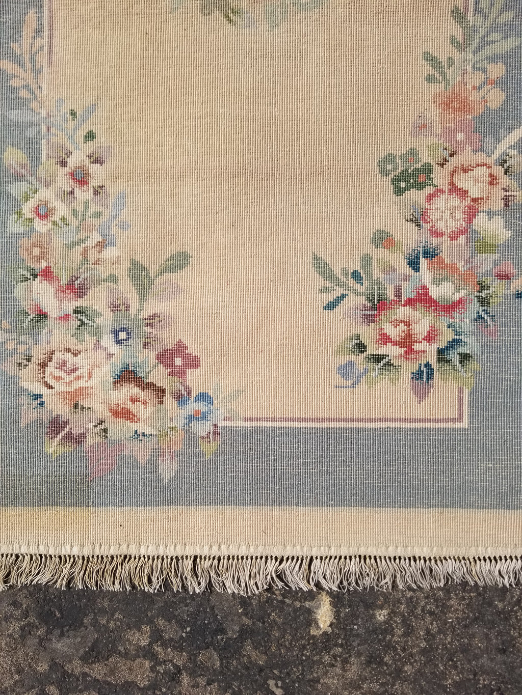 Vintage Chinese Hand Knotted Floral Silk Runner Rug 137x67cm