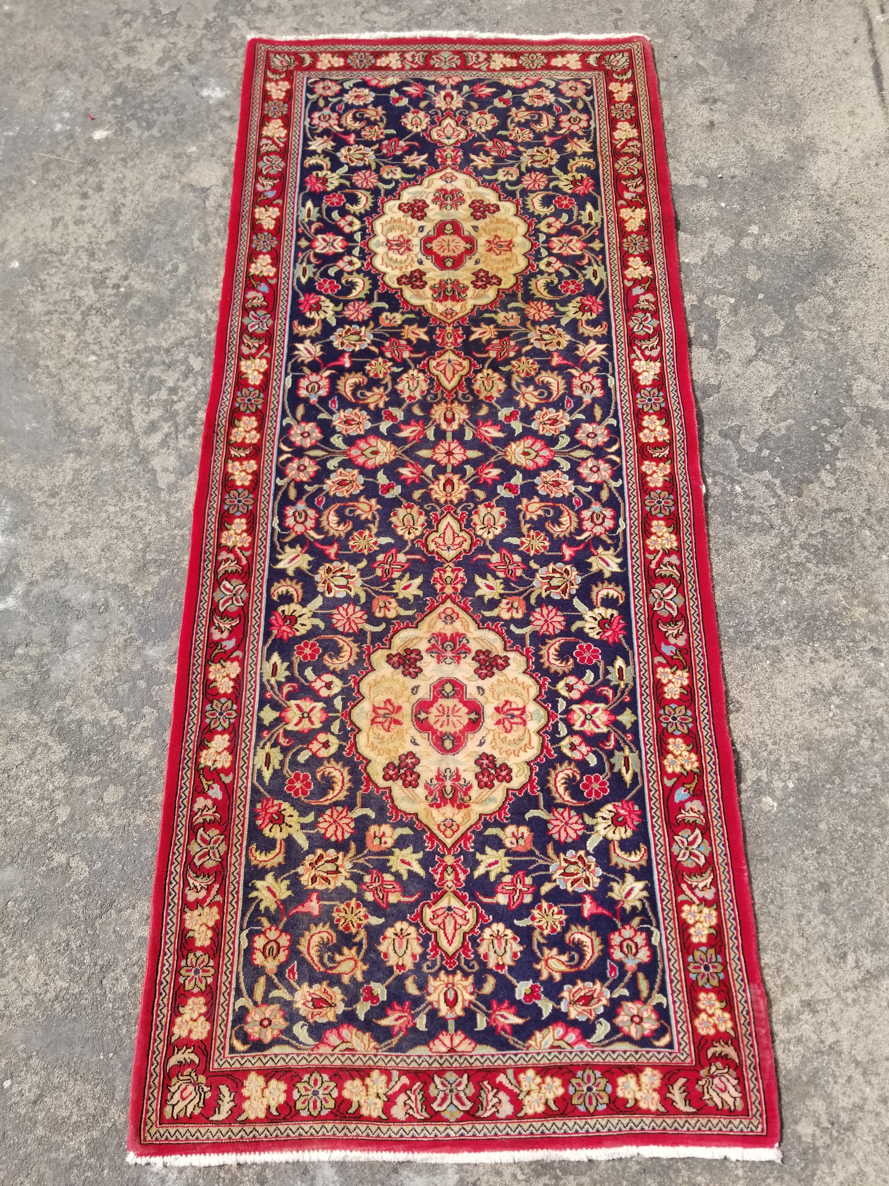 Vintage Traditional Handmade Oriental Wool Multicolor Runner Rug 195x79cm