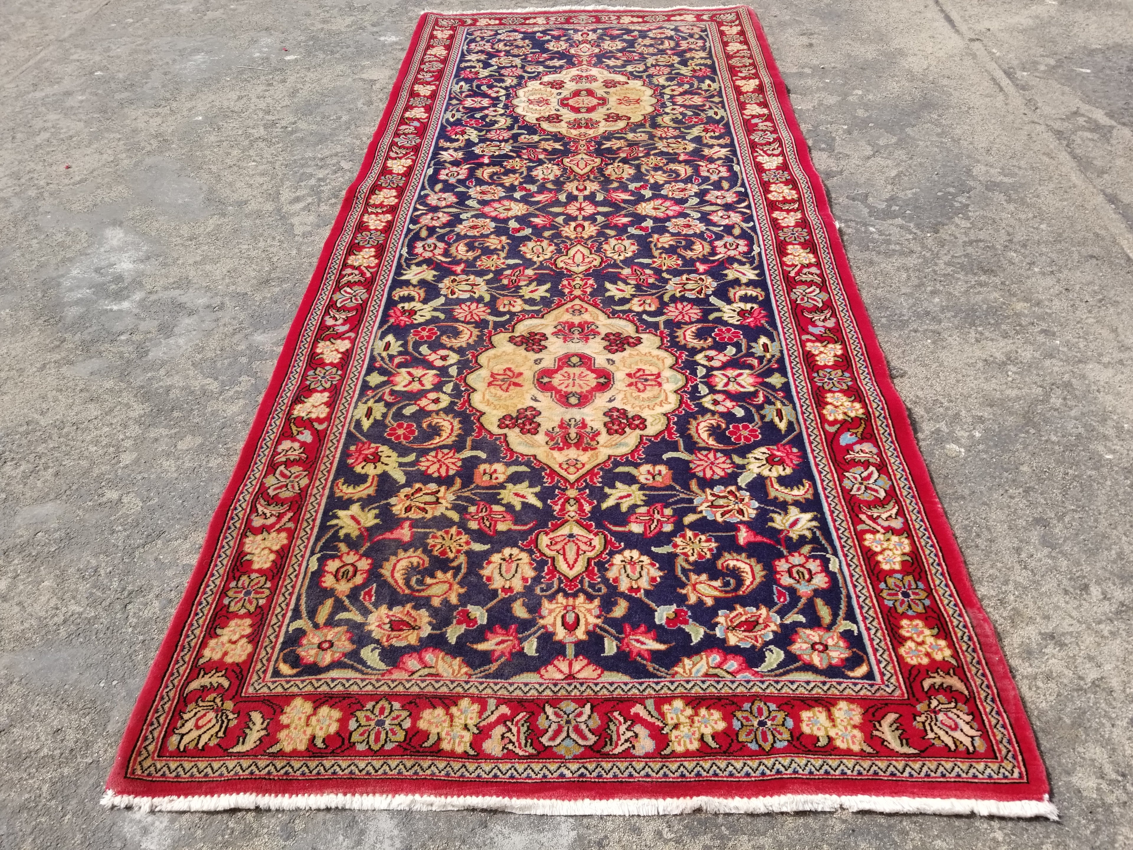 Vintage Traditional Handmade Oriental Wool Multicolor Runner Rug 195x79cm