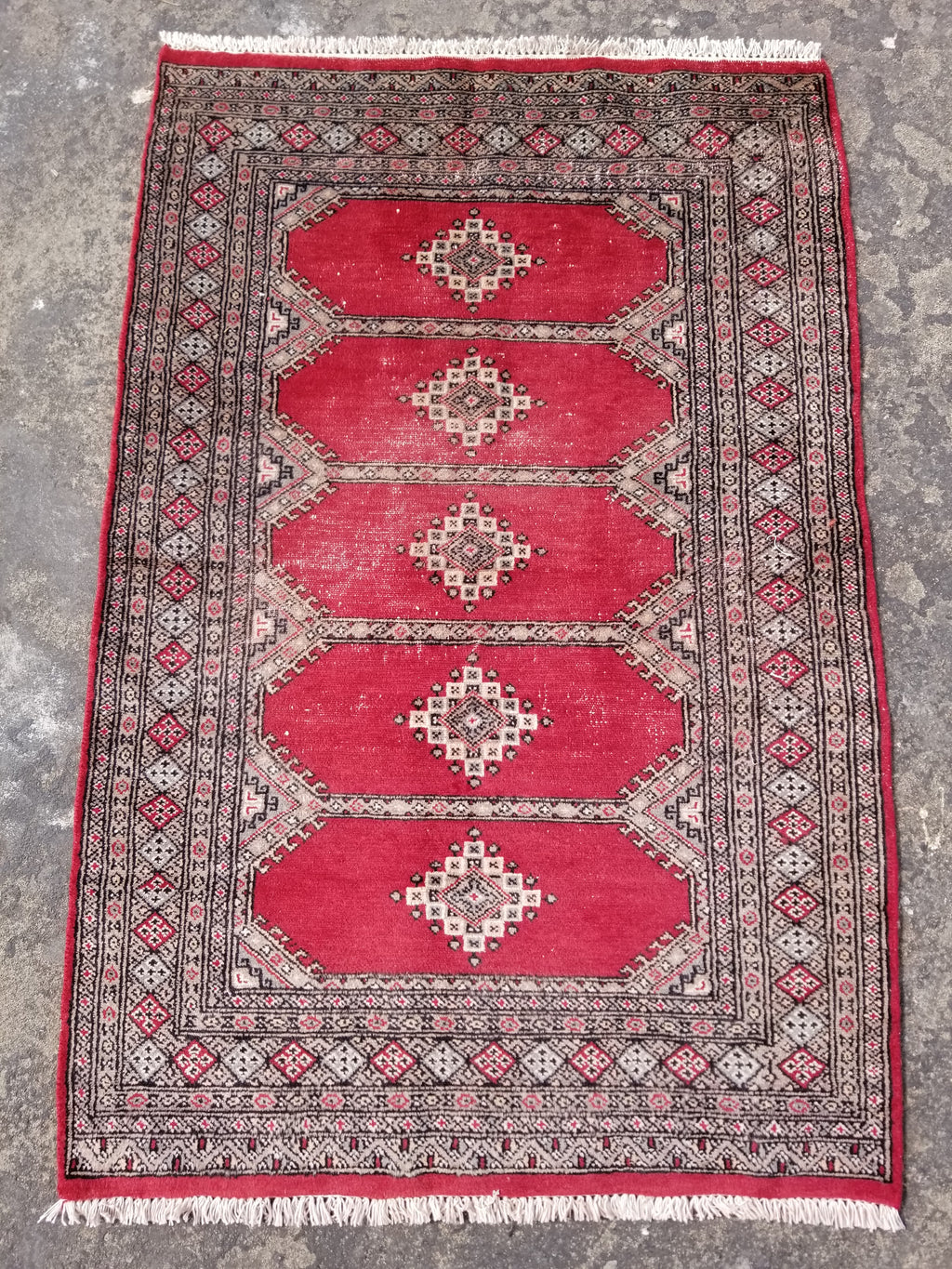 Distressed Vintage Traditional Handmade Pakistan Bokhara Style Wool Rug 138x91cm