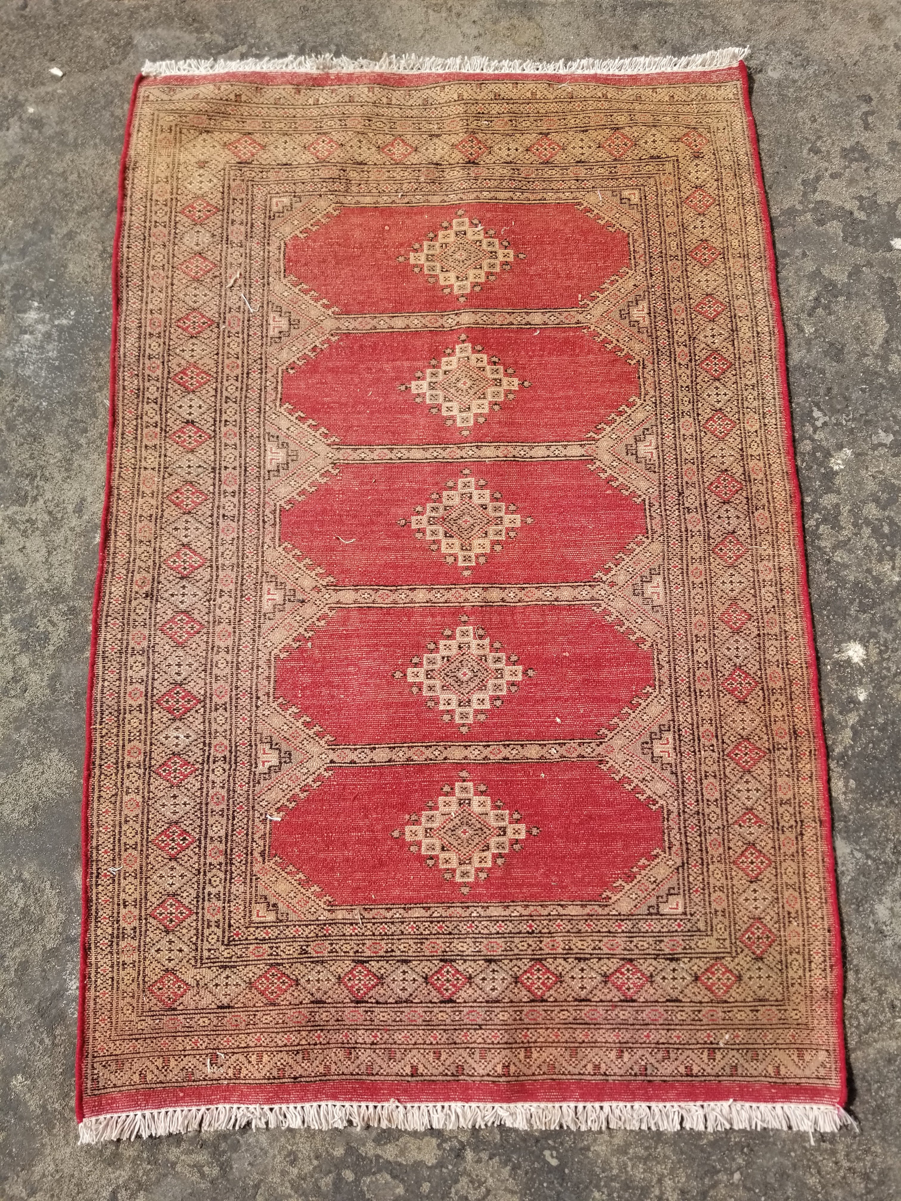 Distressed Vintage Traditional Handmade Pakistan Bokhara Style Wool Rug 138x91cm