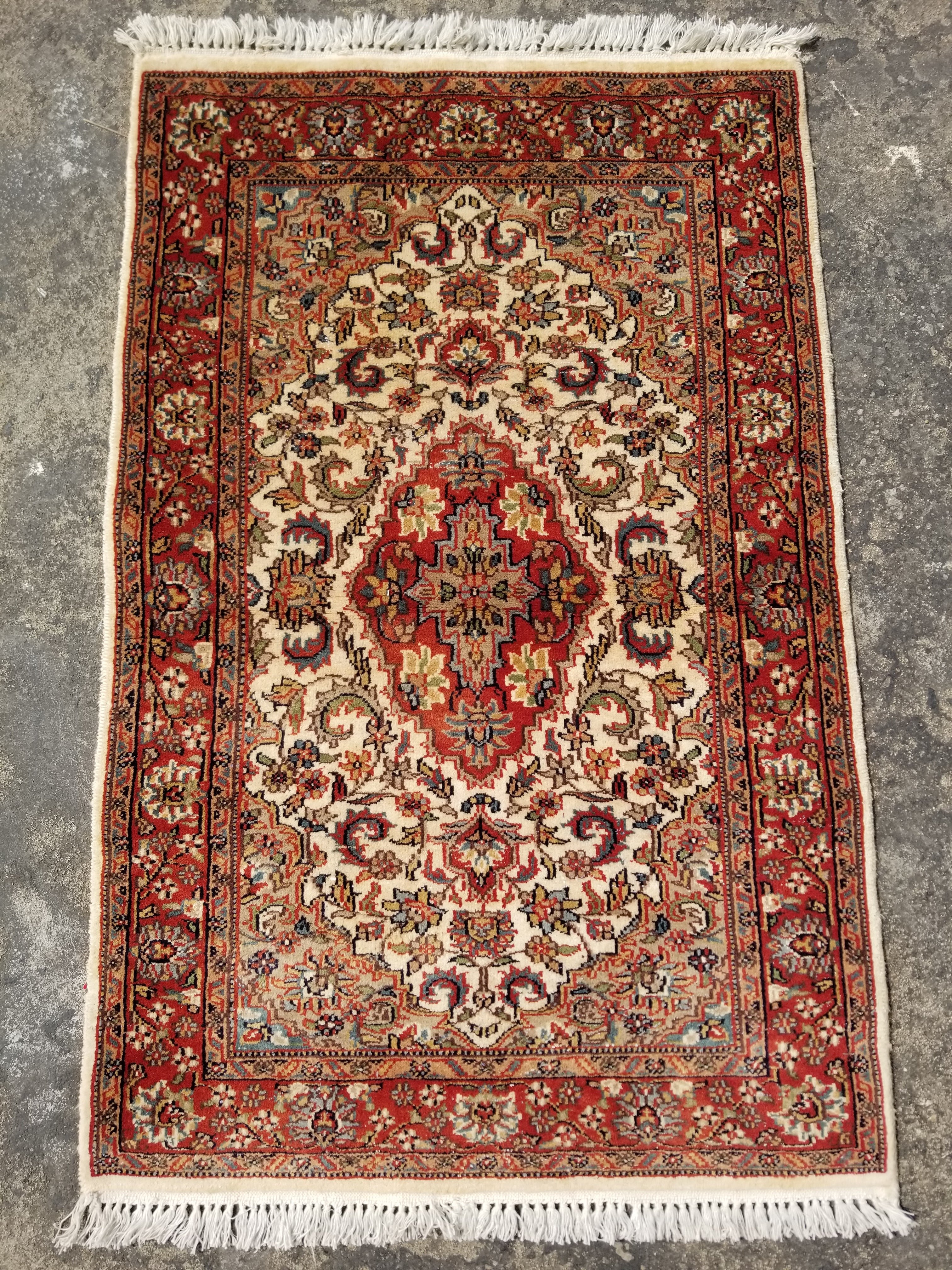 Vintage Traditional Handmade Oriental Wool Multicolor Rug 113x76cm