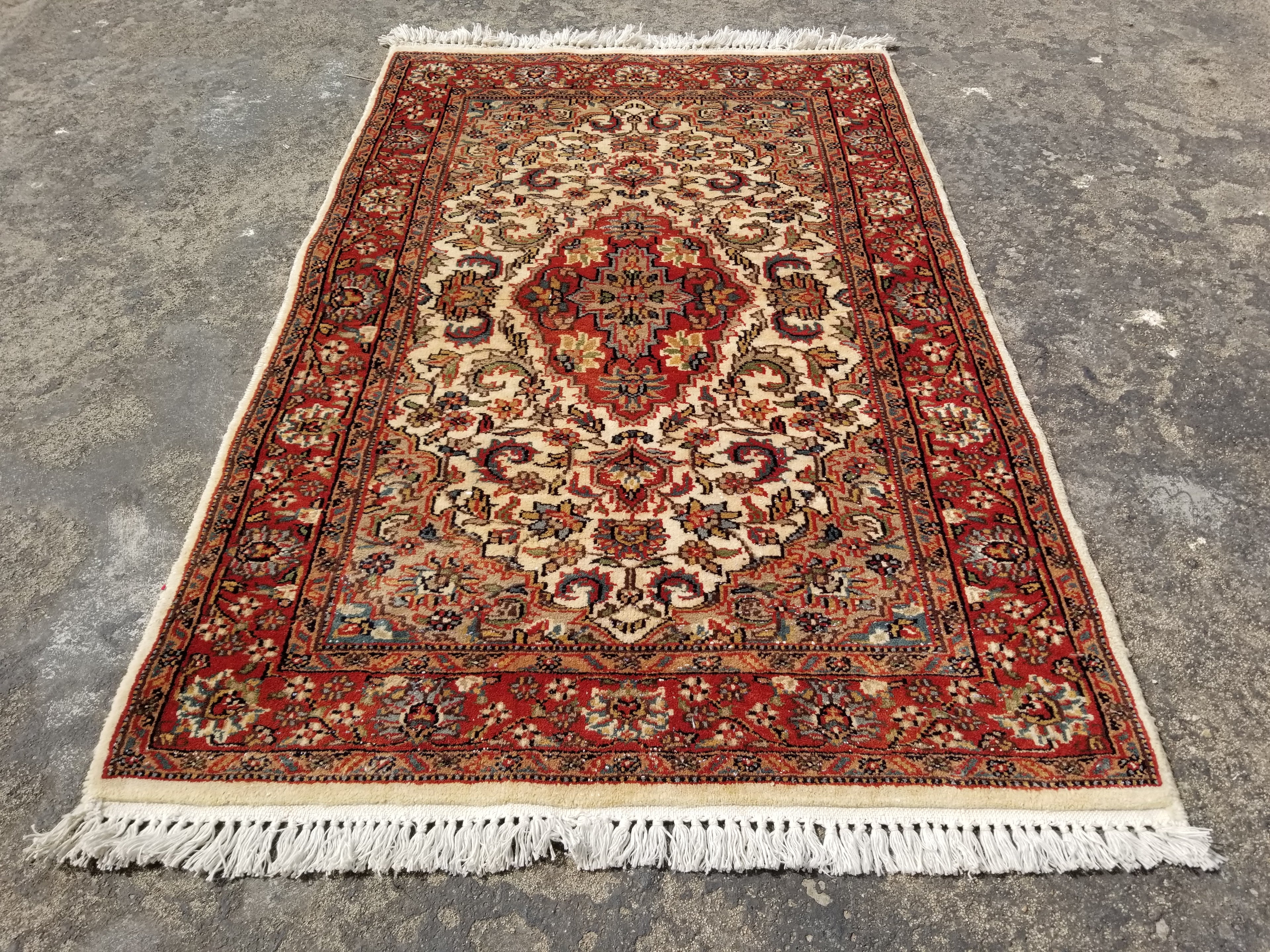 Vintage Traditional Handmade Oriental Wool Multicolor Rug 113x76cm