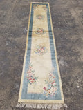 Vintage Chinese Hand Knotted Floral Silk Runner Rug 335x67cm