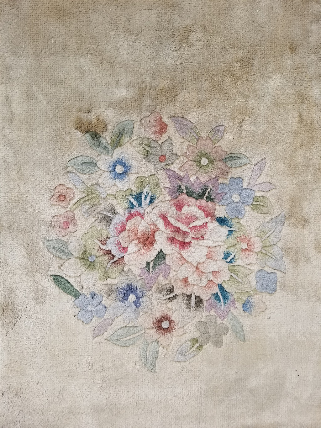 Vintage Chinese Hand Knotted Floral Silk Runner Rug 335x67cm