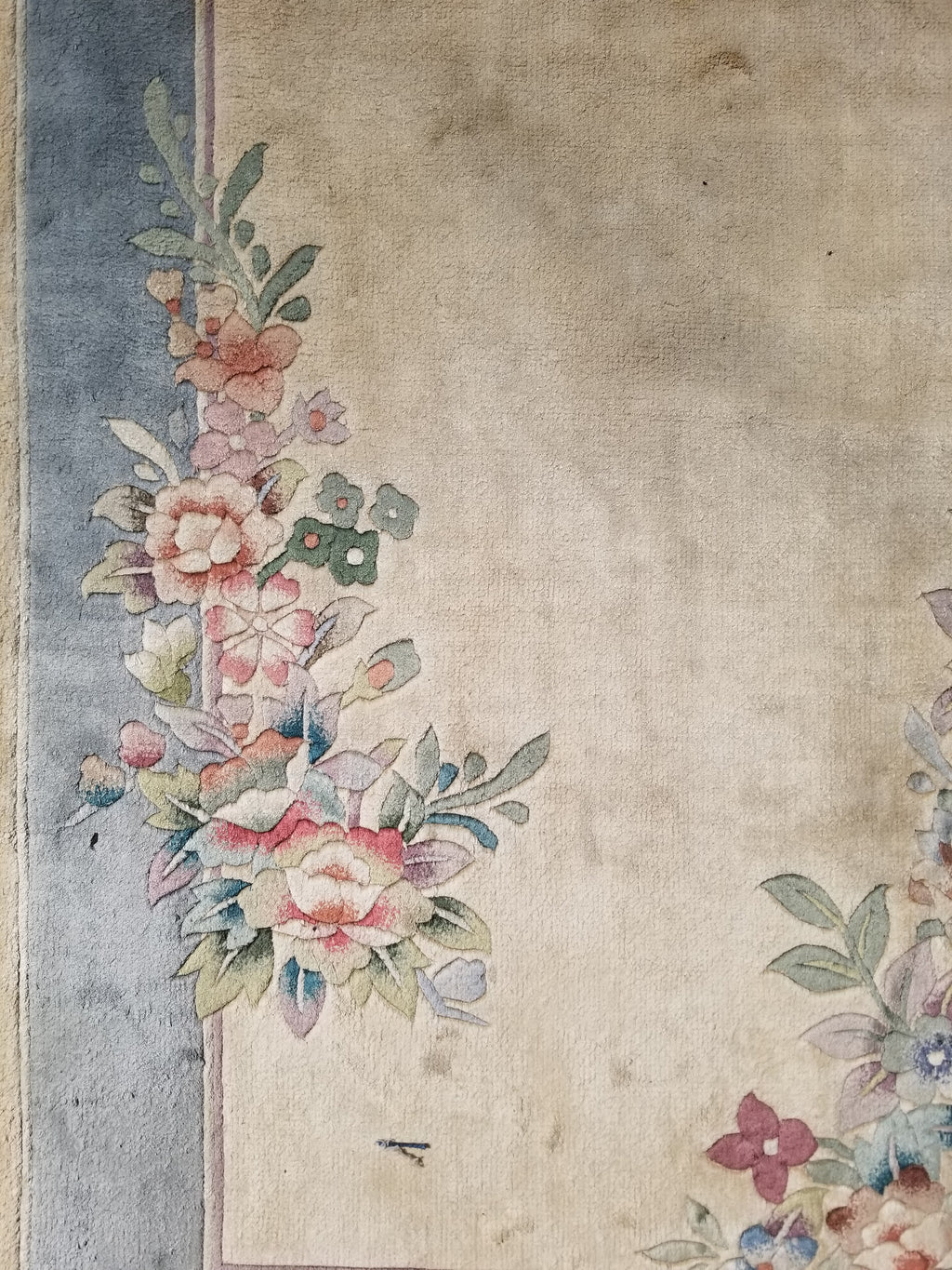Vintage Chinese Hand Knotted Floral Silk Runner Rug 335x67cm