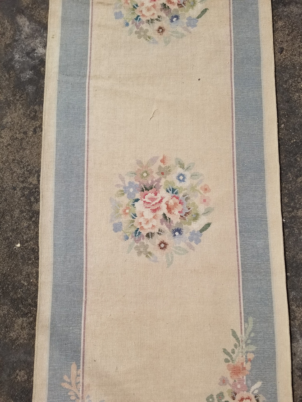 Vintage Chinese Hand Knotted Floral Silk Runner Rug 335x67cm