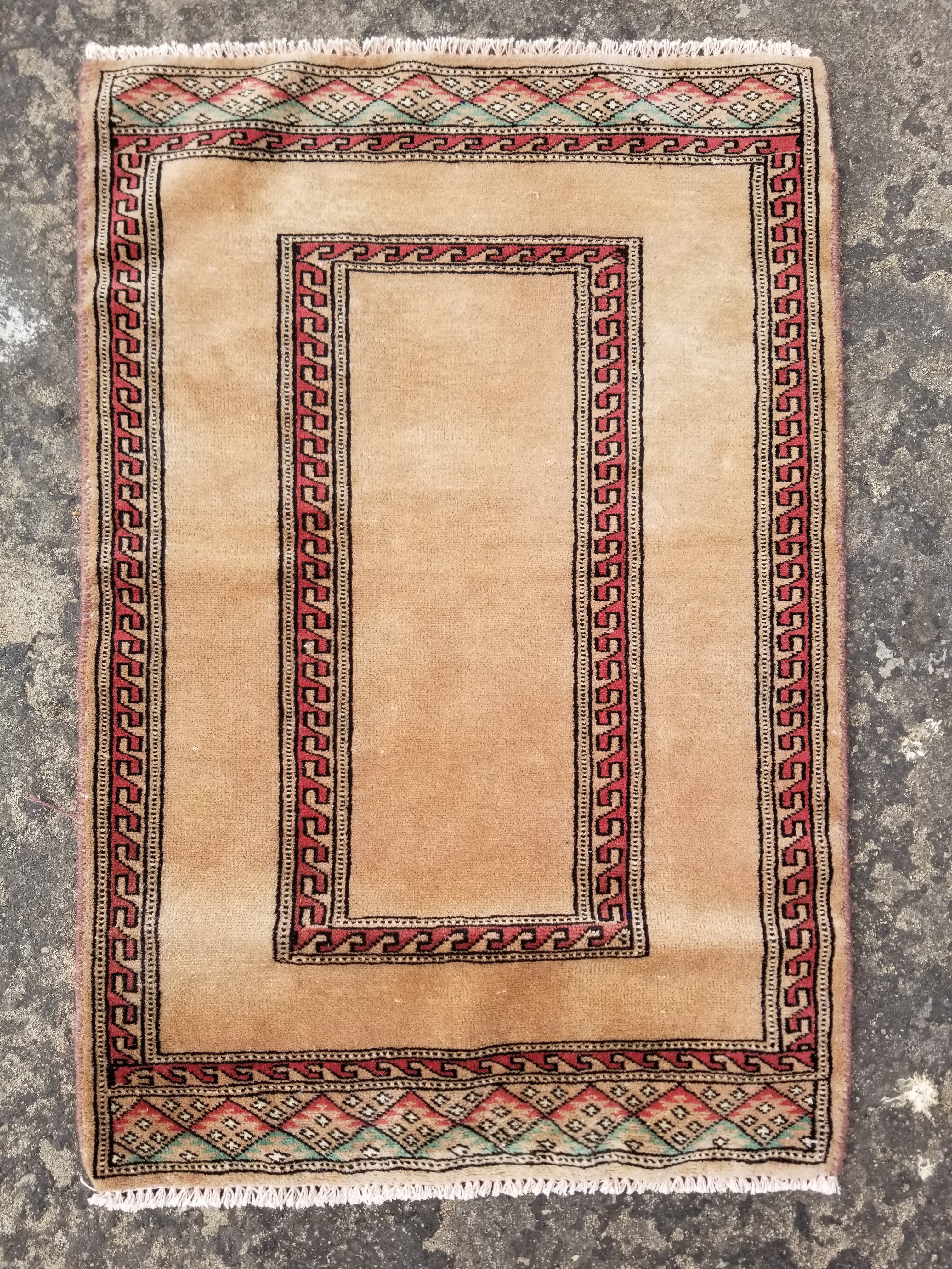 Vintage Traditional Handmade Oriental Wool Multicolor Rug 85x58cm