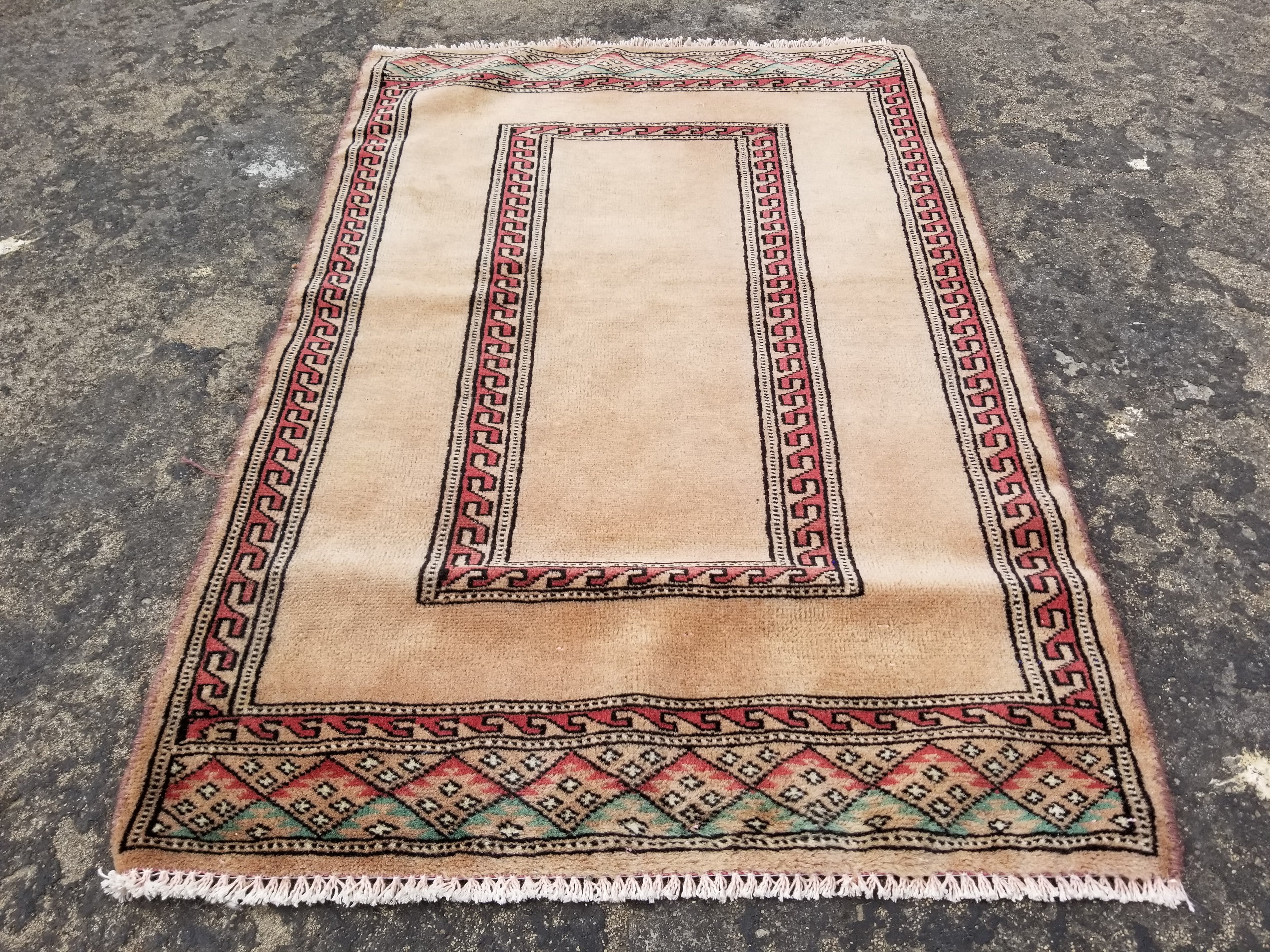 Vintage Traditional Handmade Oriental Wool Multicolor Rug 85x58cm