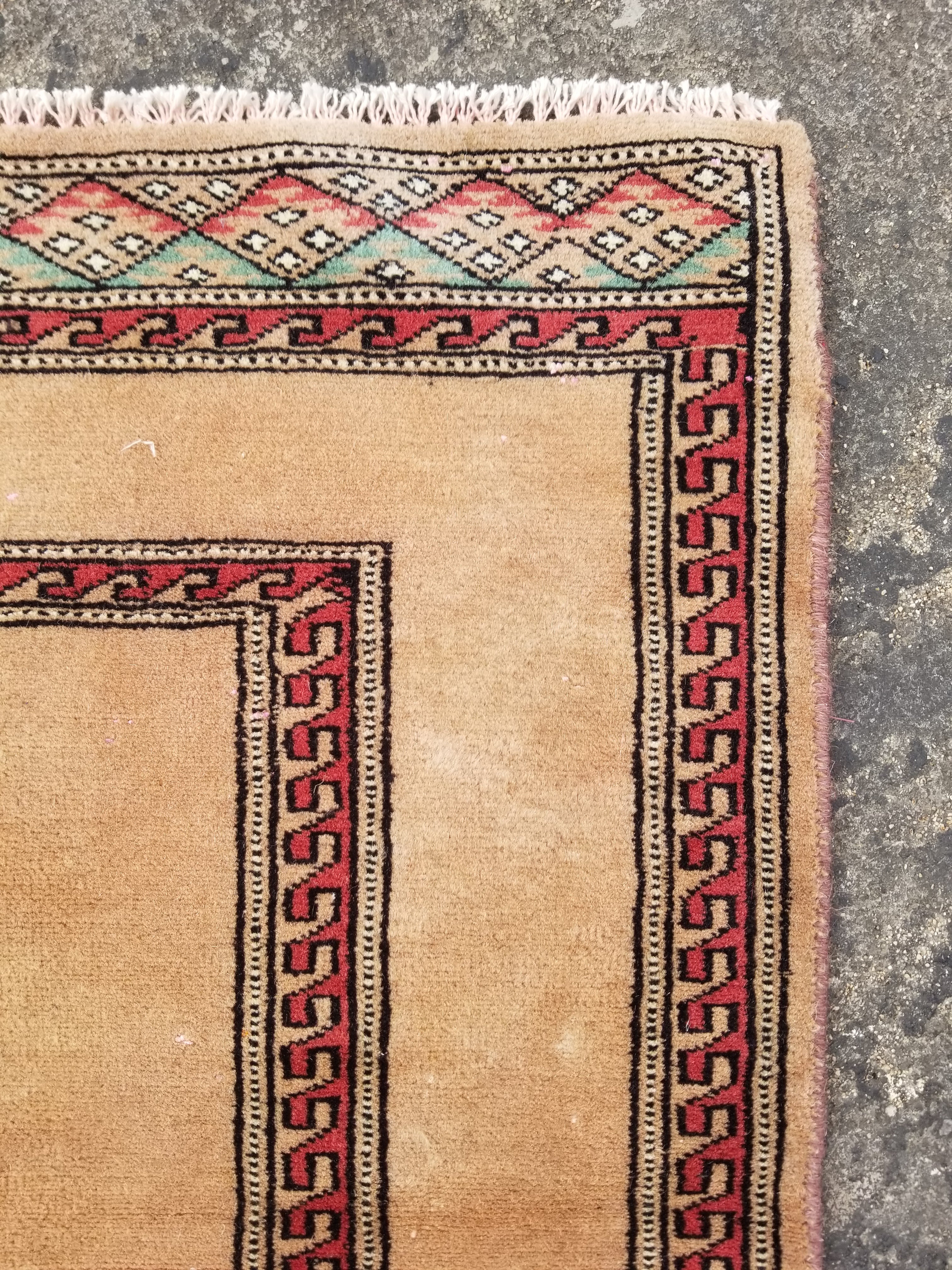 Vintage Traditional Handmade Oriental Wool Multicolor Rug 85x58cm