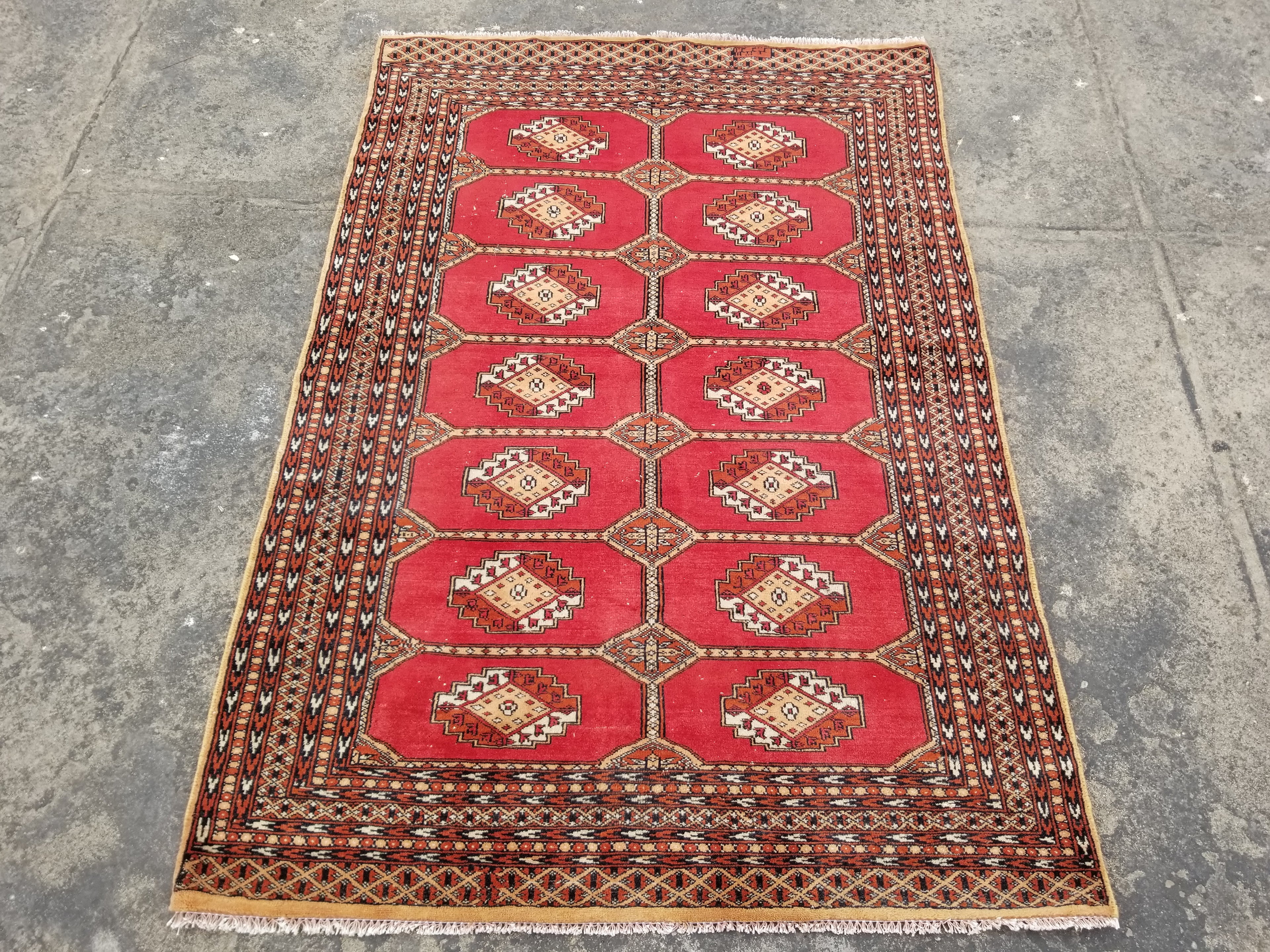 Vintage Traditional Handmade Pakistani Bokhara Wool Multicolor Rug 179x121cm