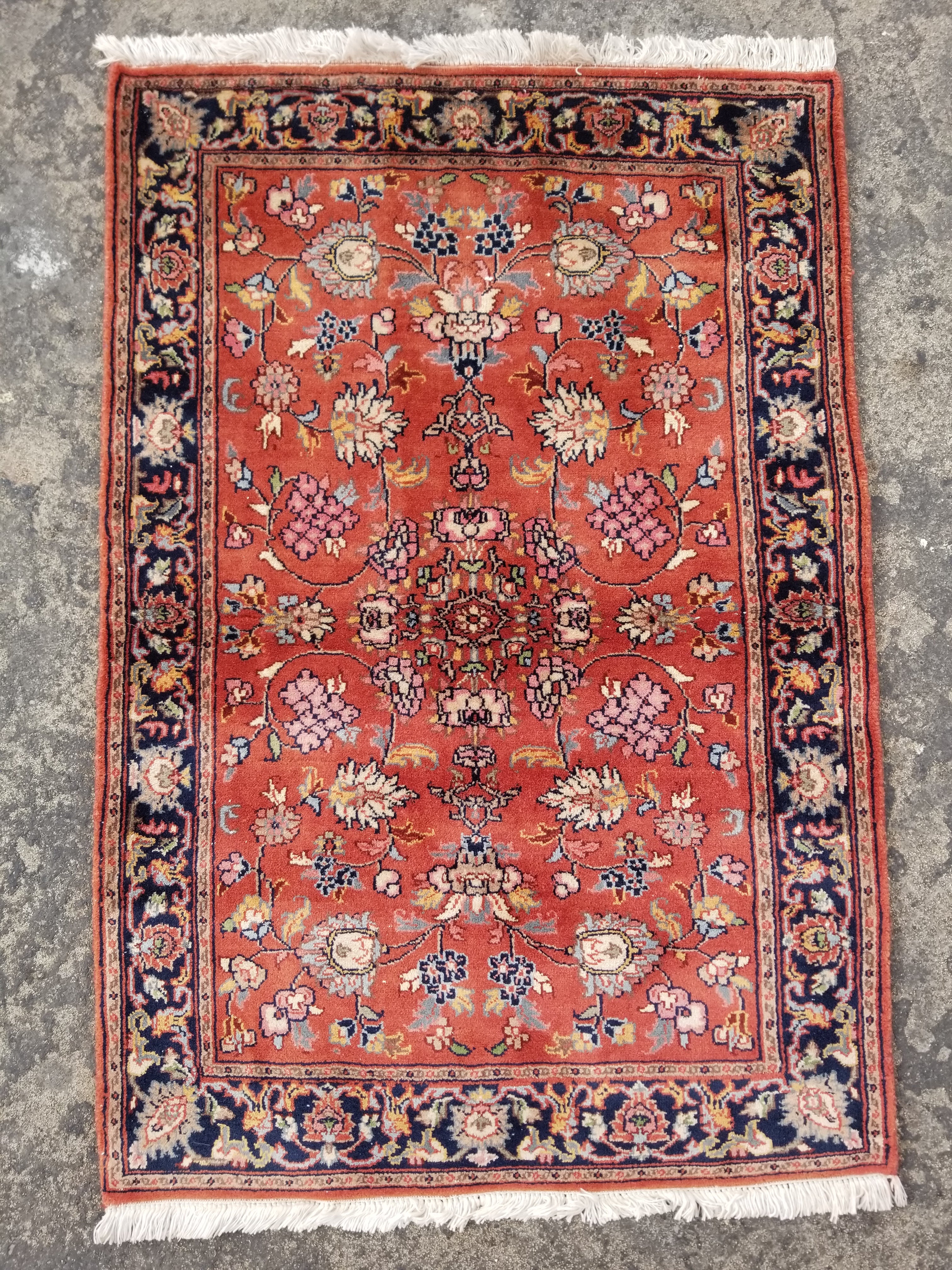 Vintage Traditional Handmade Oriental Wool Multicolor Rug 119x79cm