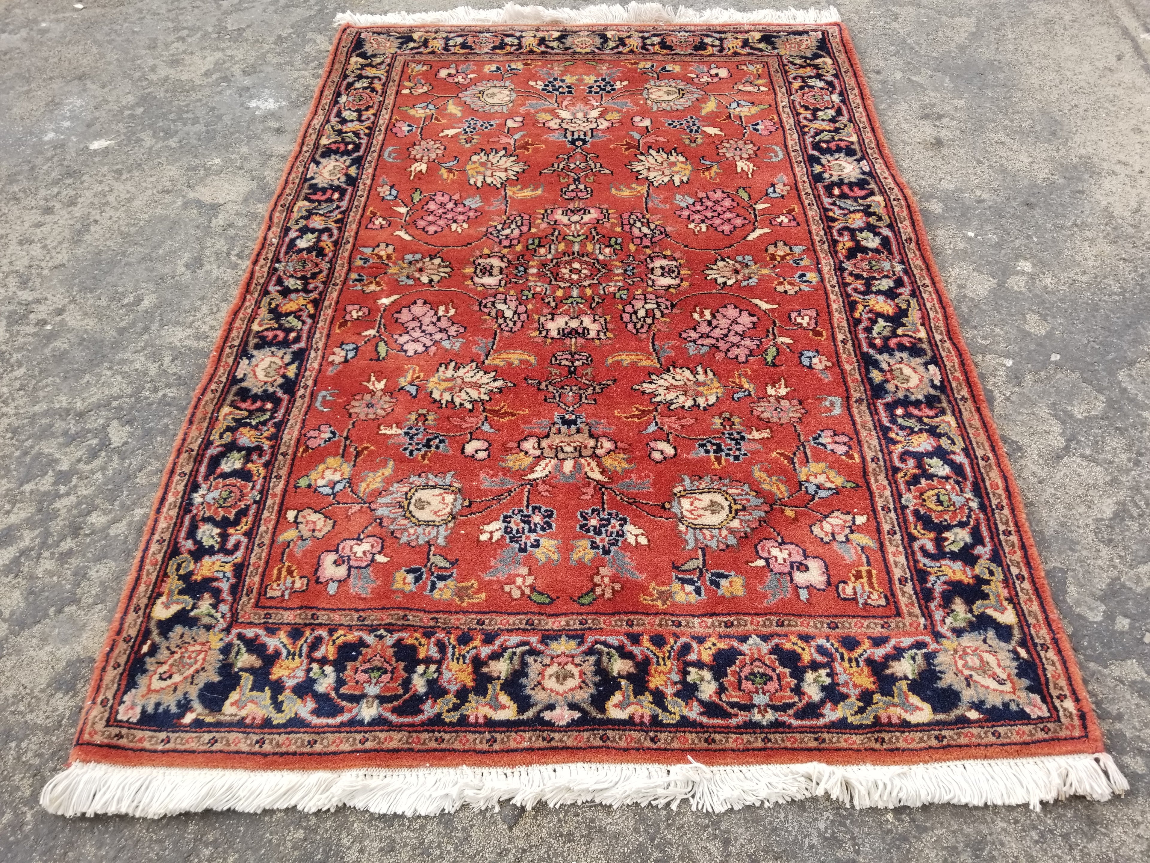 Vintage Traditional Handmade Oriental Wool Multicolor Rug 119x79cm