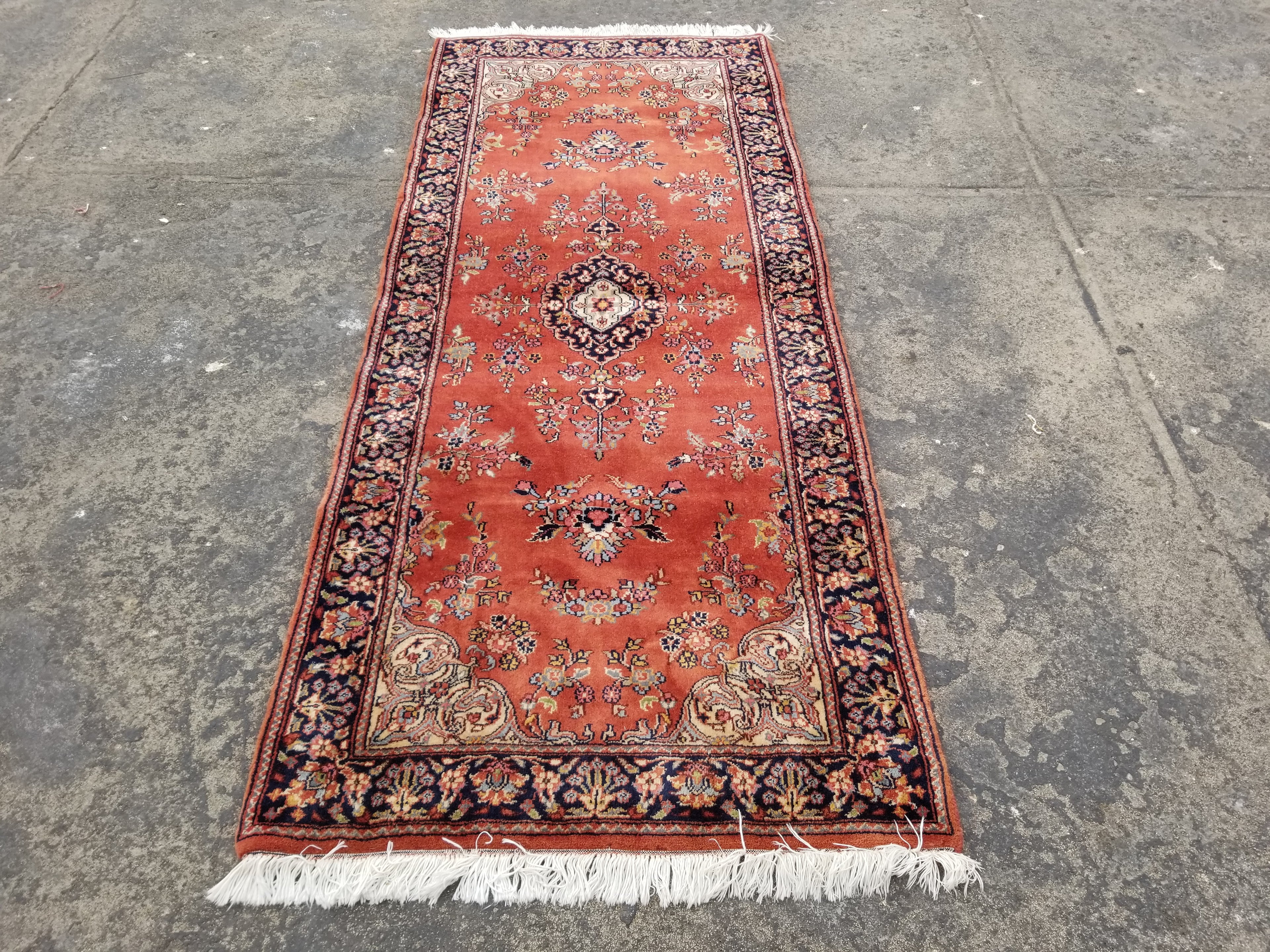Vintage Traditional Handmade Oriental Wool Multicolor Runner Rug 198x79cm