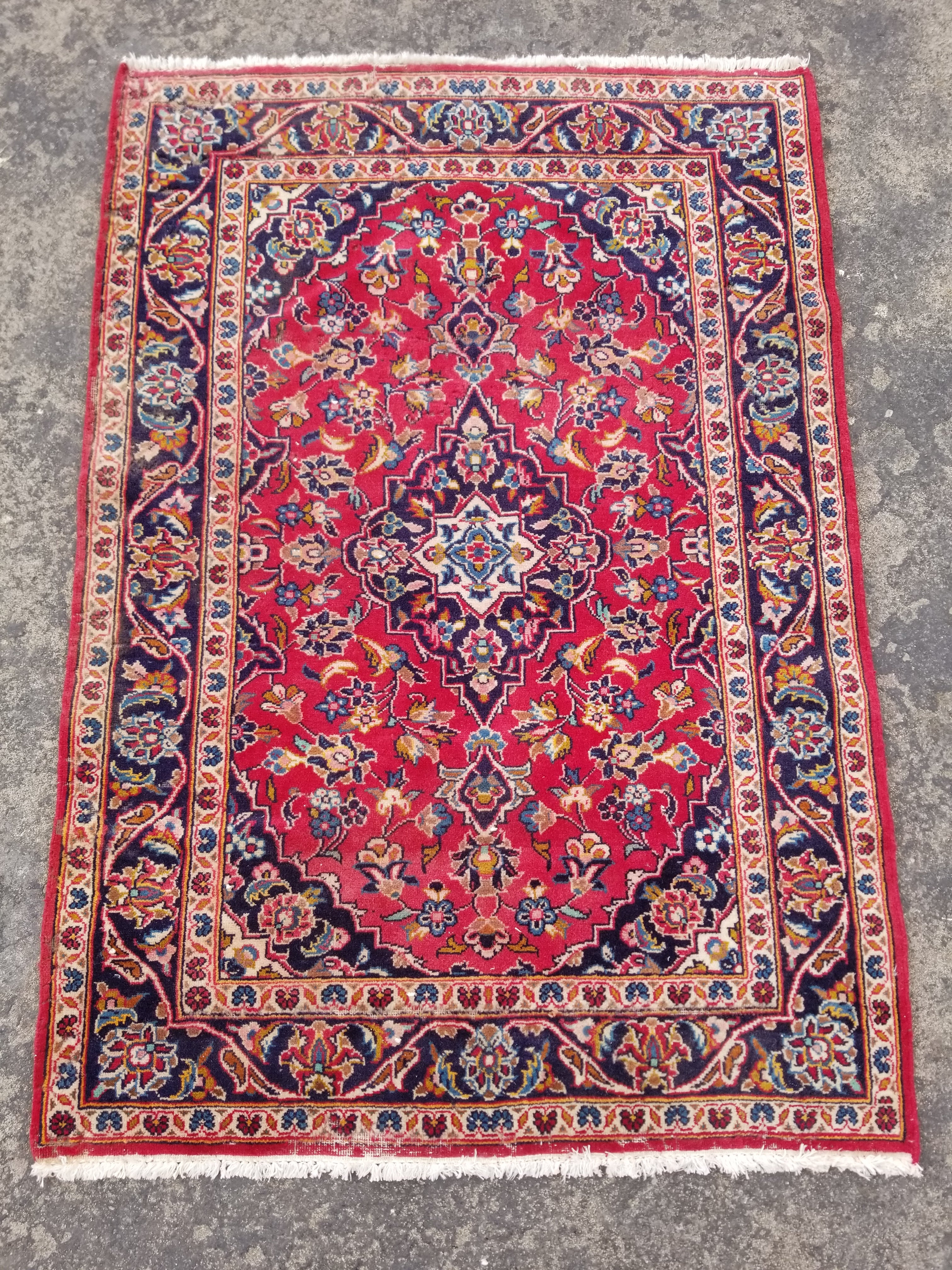 Vintage Traditional Handmade Oriental Wool Multicolor Rug 143x101cm
