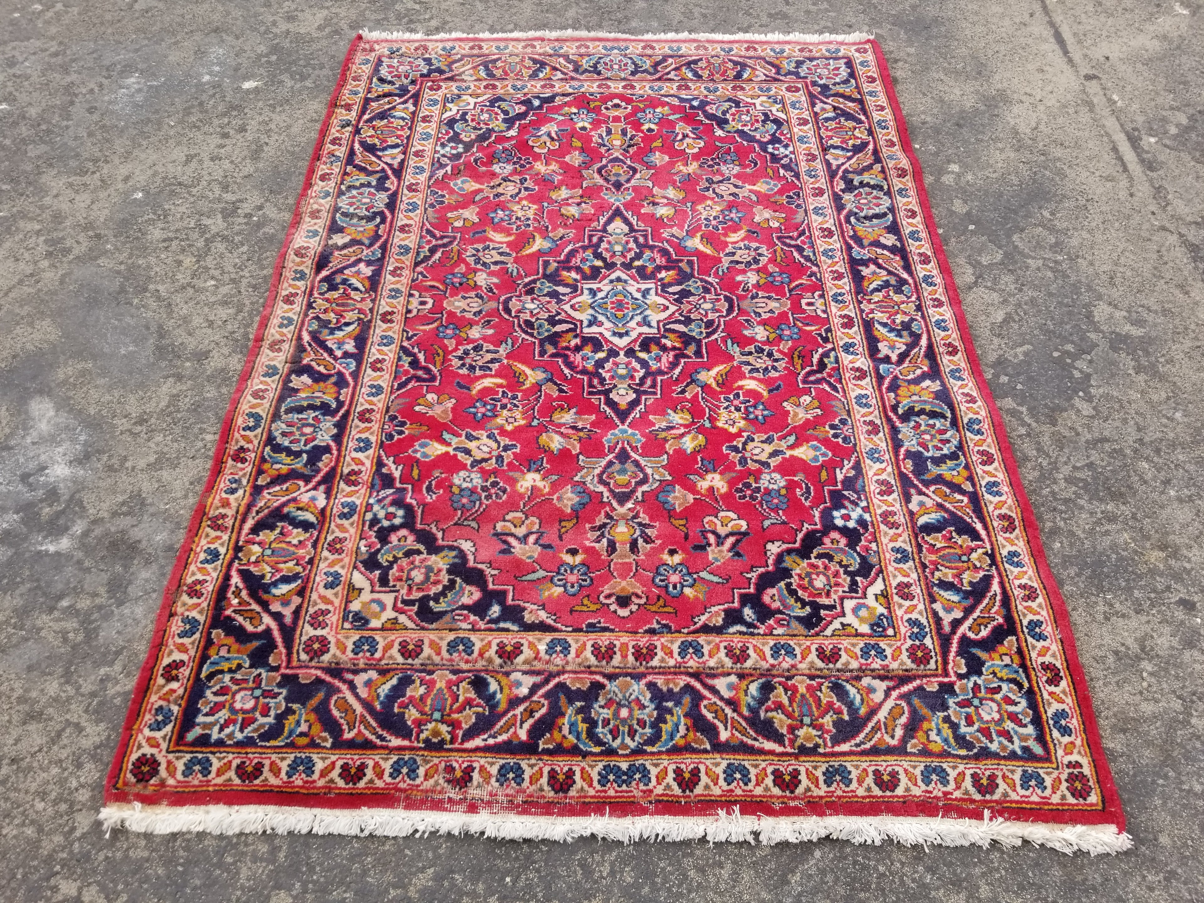 Vintage Traditional Handmade Oriental Wool Multicolor Rug 143x101cm