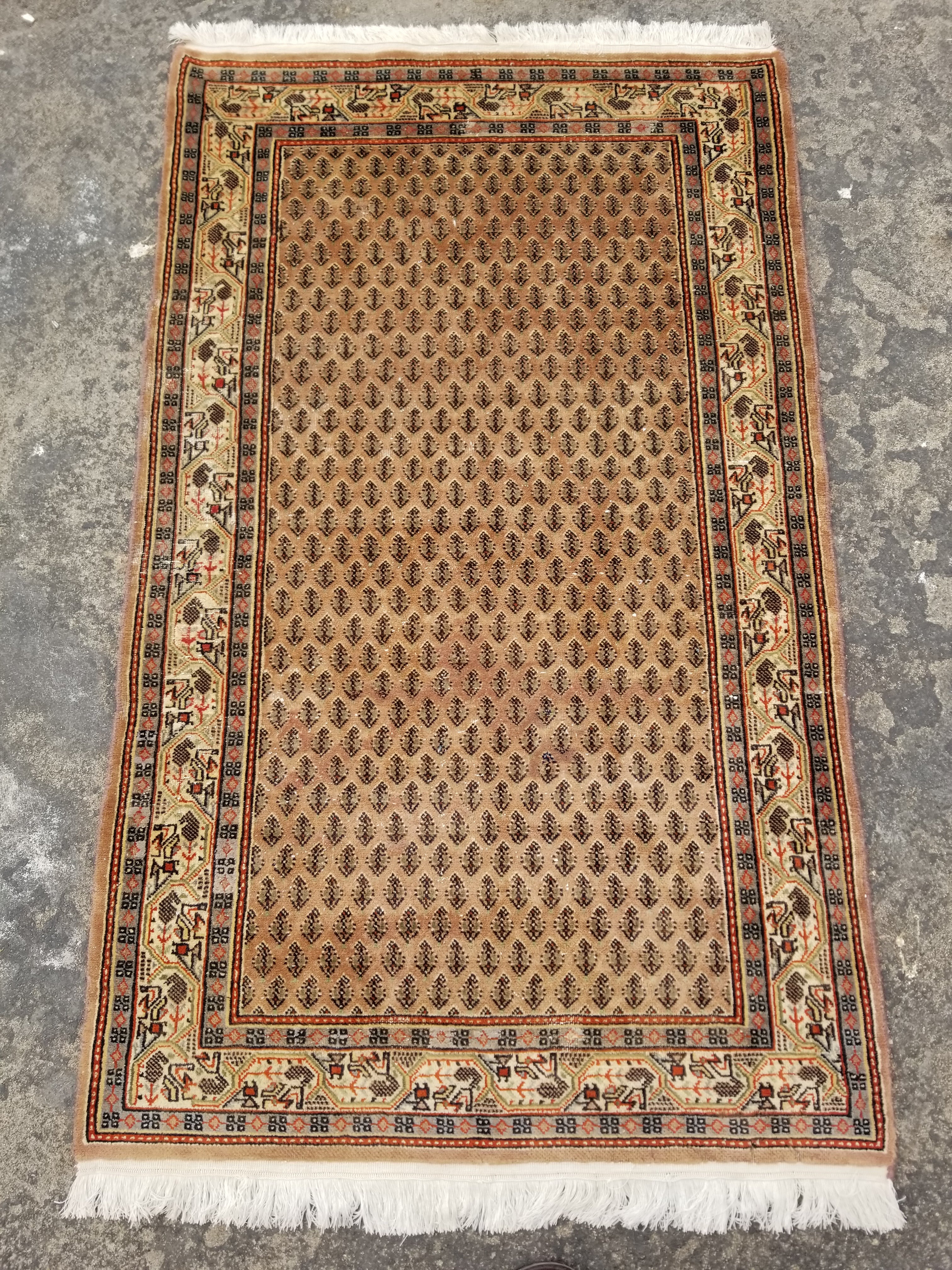 Vintage Traditional Handmade Badam Gul Mir Wool Multicolor Rug 155x91cm