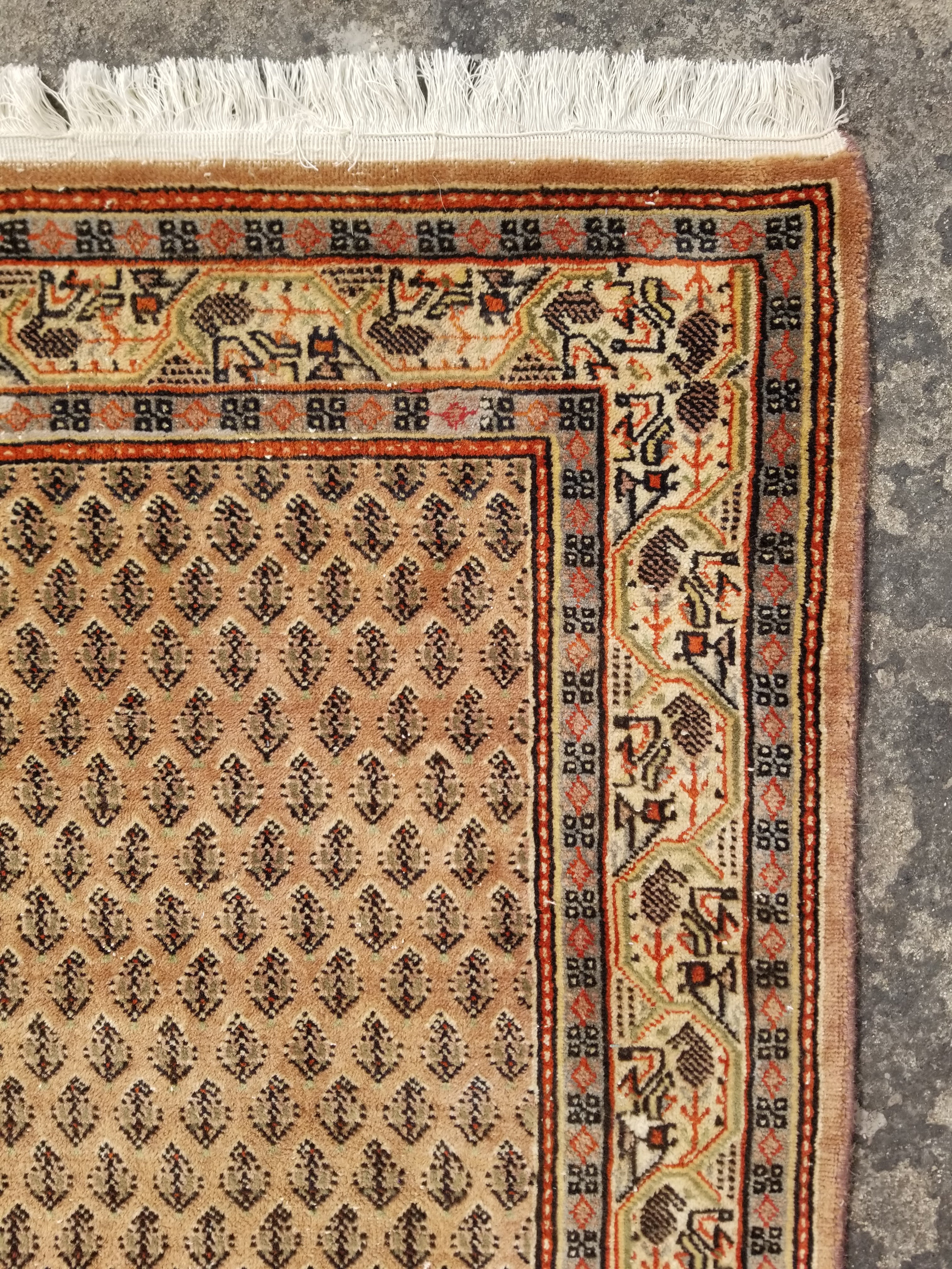 Vintage Traditional Handmade Badam Gul Mir Wool Multicolor Rug 155x91cm