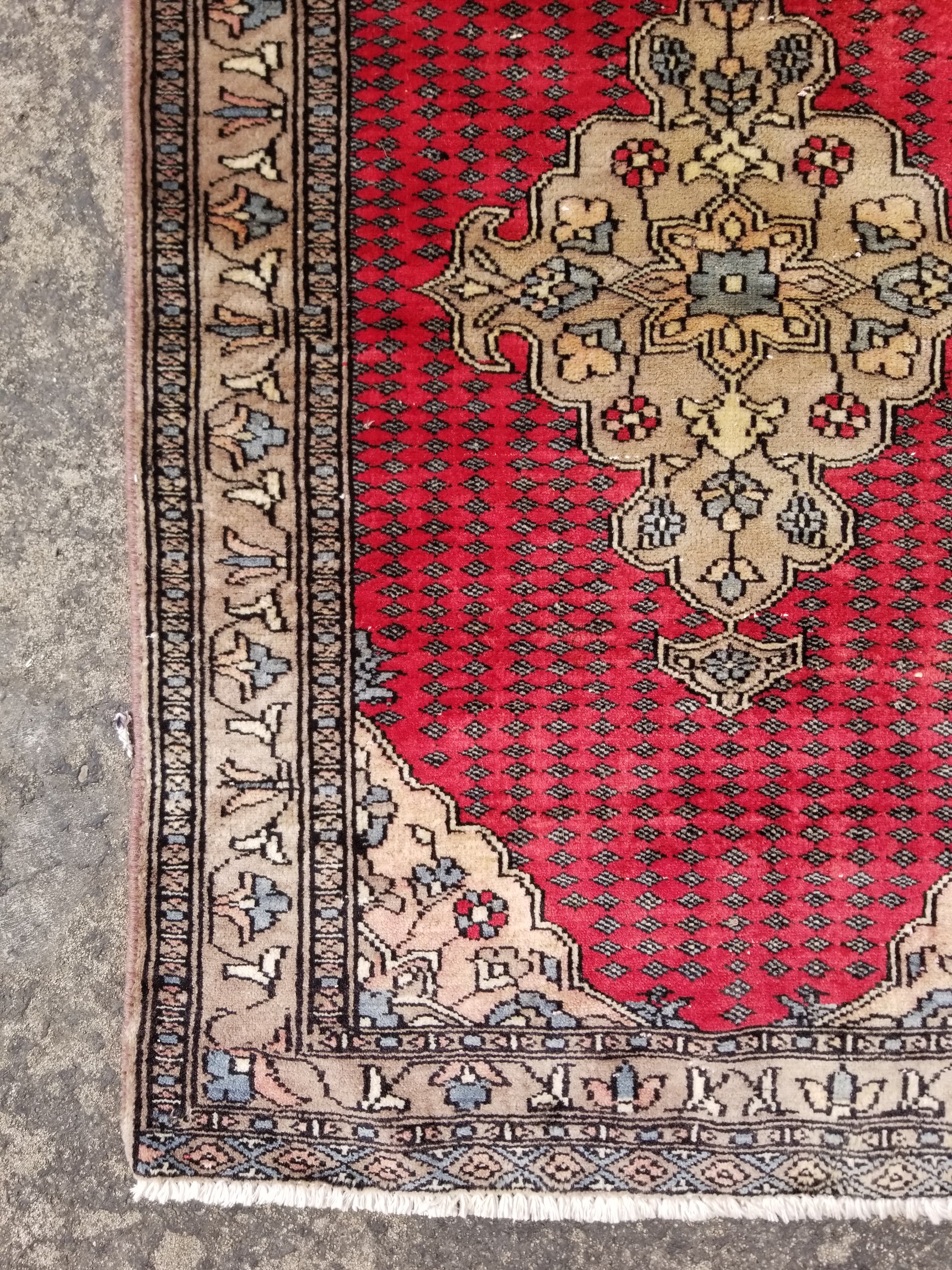 Vintage Traditional Handmade Turkish Style Wool Multicolor Rug 103x70cm