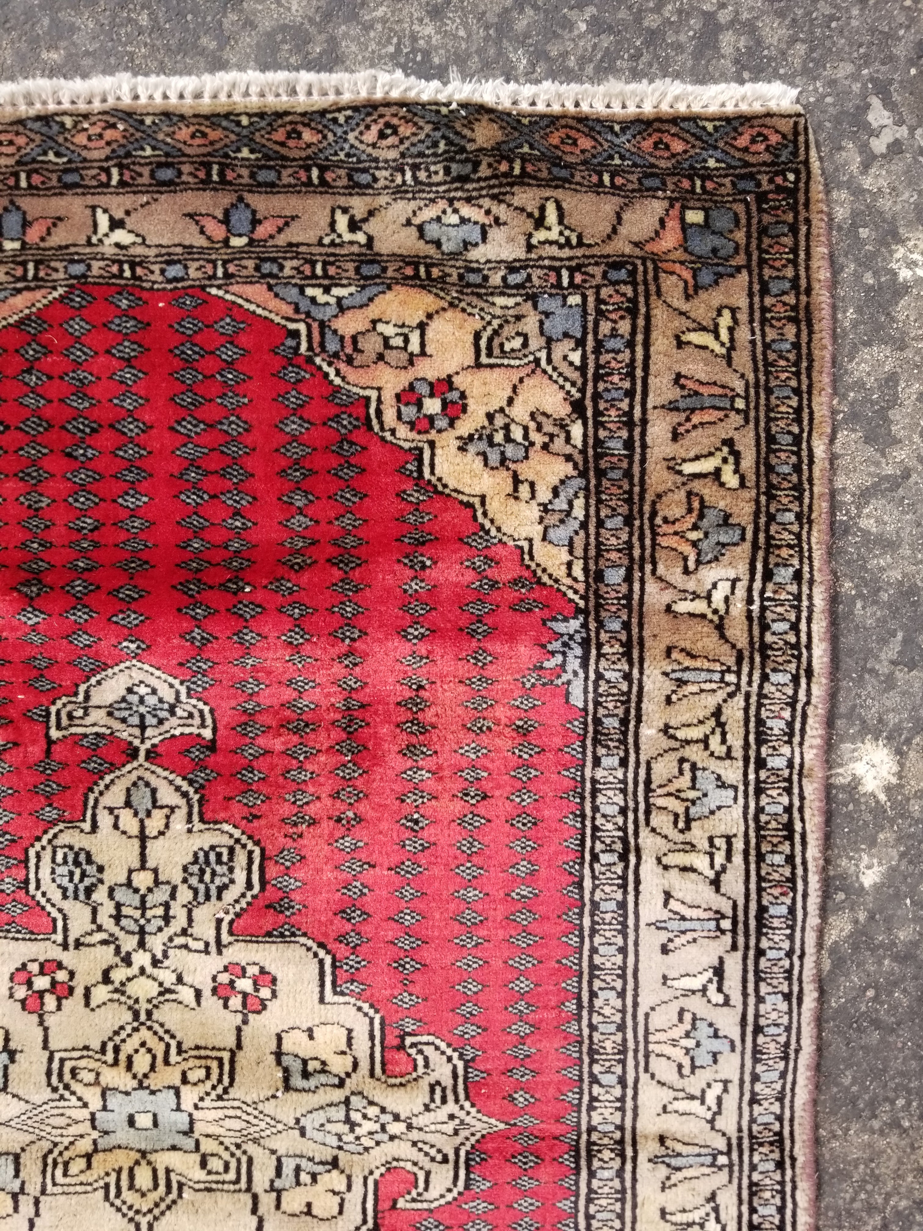 Vintage Traditional Handmade Turkish Style Wool Multicolor Rug 103x70cm