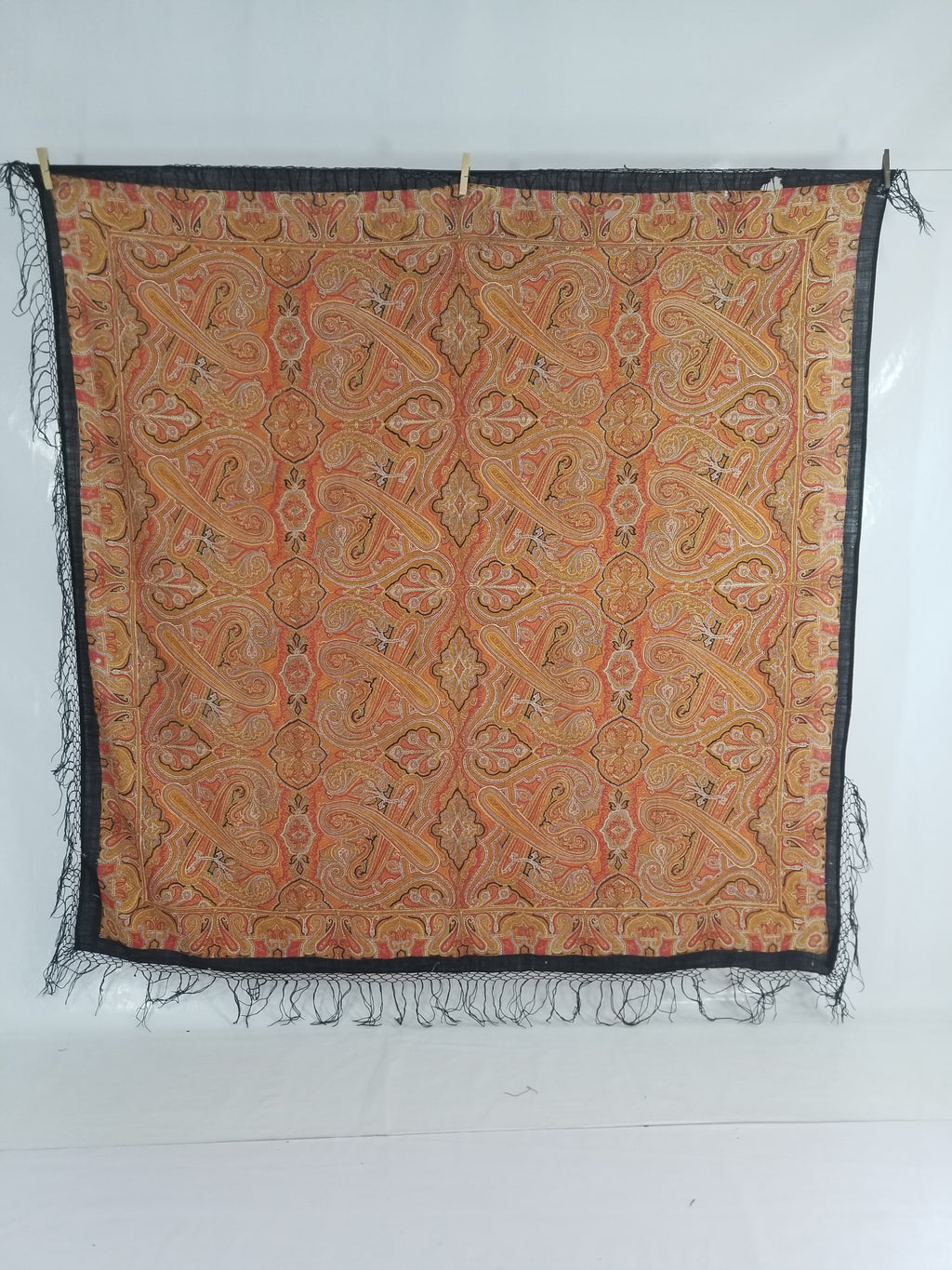 Vintage Traditional Printed Kashmiri Paisley Shawl 158x155cm
